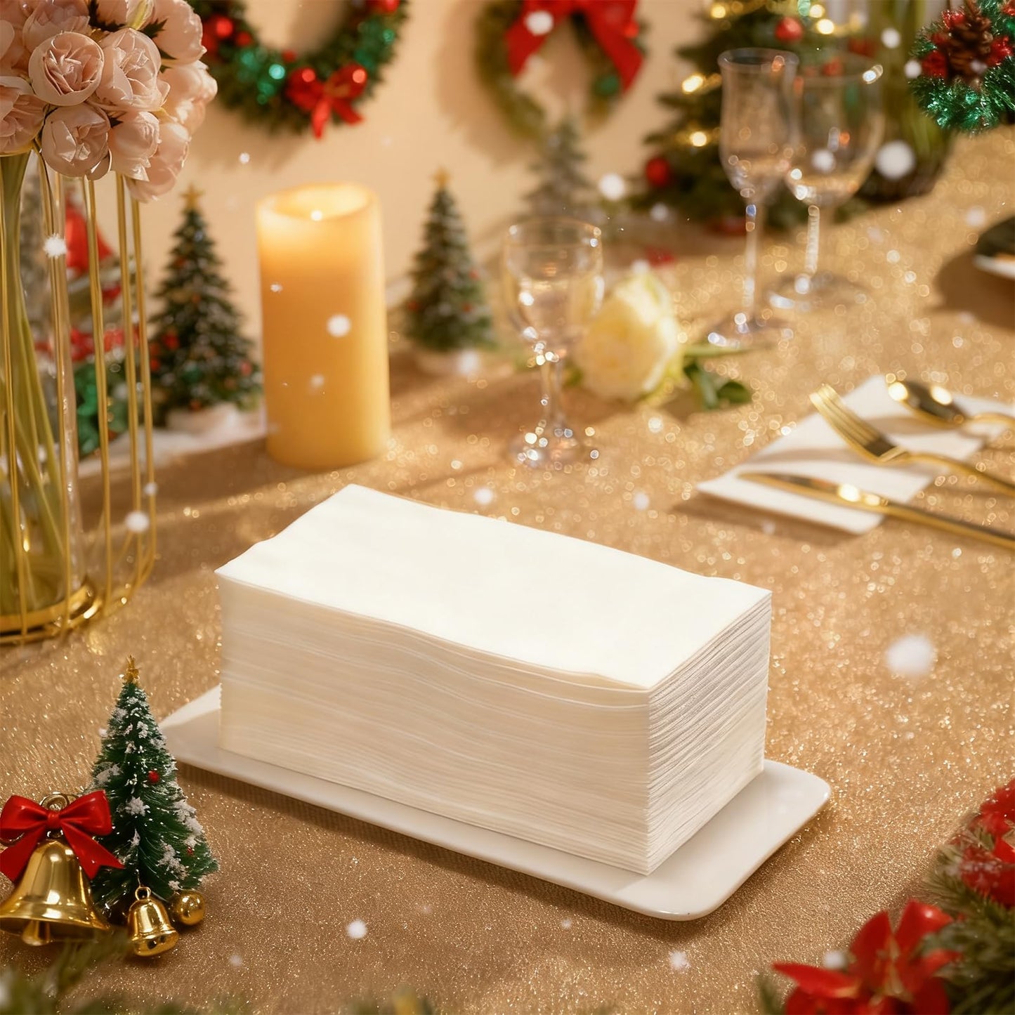 420PACK Disposable Hand Towels for Bathroom, Soft and Absorbent Paper Guest Towels Disposable Decorative Bathroom Hand Napkins for Kitchen, Parties, Weddings, Dinners
