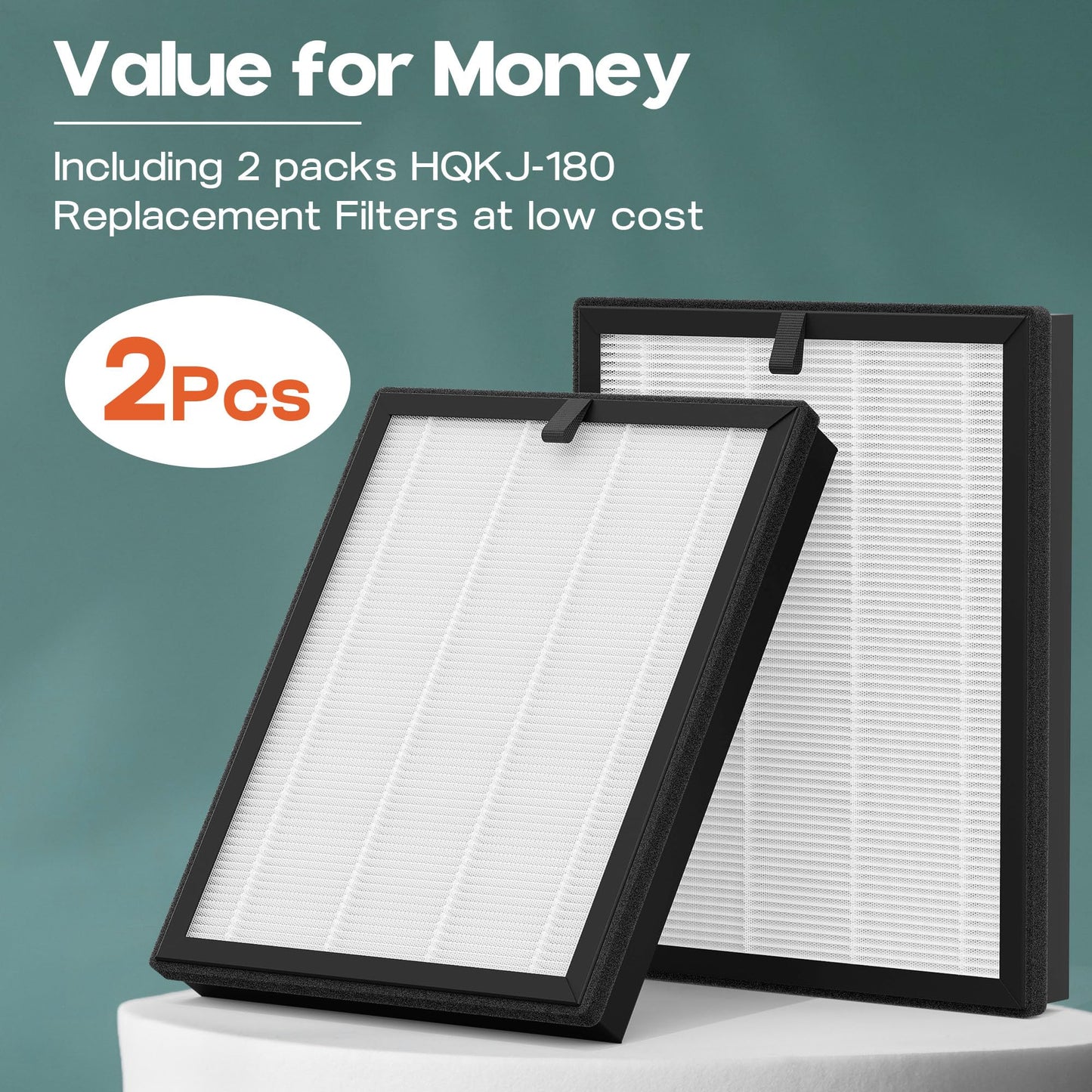 XBWW 2 Packs HQKJ-180 Replacement Filter Compatible with Tailulu HQKJ-180 Air Cleaner Purifier, 3 in 1 Filter of Premium Filter and Activated Carbon Filters