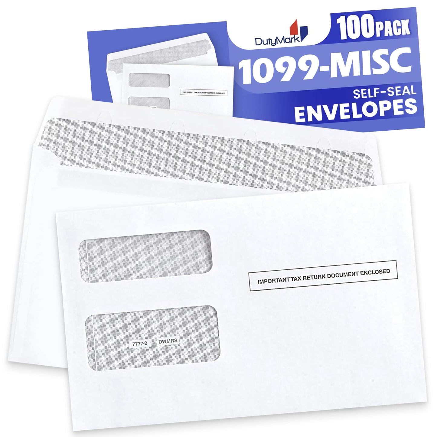 100 Tax 1099 Envelopes Self-Seal For 1099 MISC, 1099-R & DIV - INT, 1095, 1098, Double-Window Security tinded, For Quickbooks or Tax Software - 5 5/8 Inch x 9 Inch, 100 Envelopes