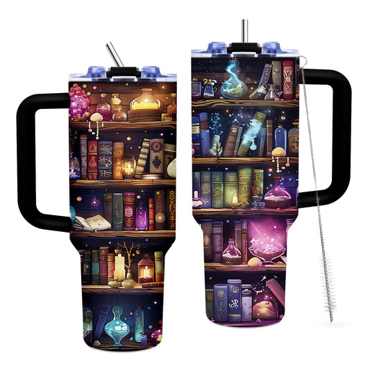 TNASURHUS Book Lovers Gifts 40oz Tumbler with Handle and Straw, Book Tumbler for Friend, Bookish Gifts for Women Readers Librarian, Book Accessories Stainless Steel Travel Mug 1 Pcs