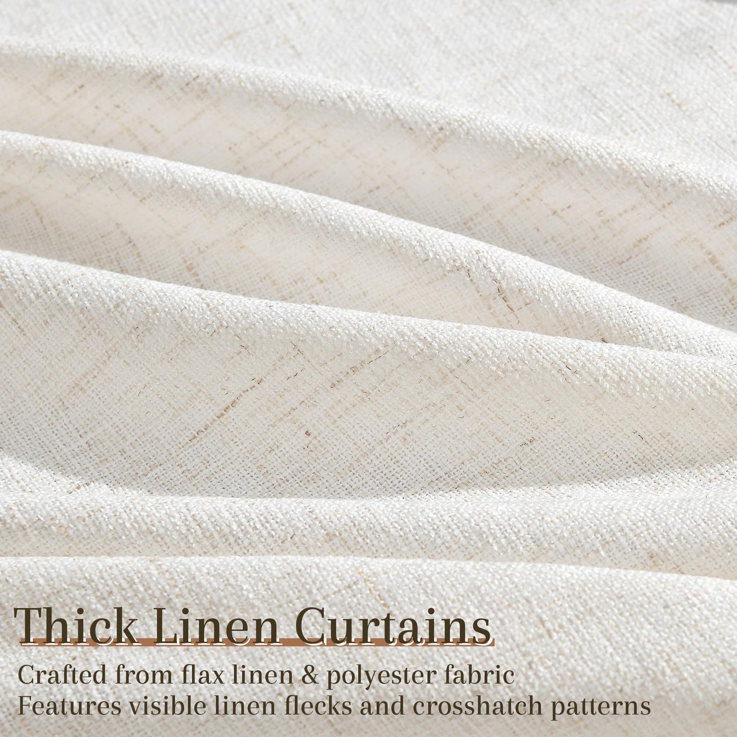 Joywell Linen Pinch Pleated Curtains 84 Inches Long 2 Panels for Living Room Bedroom Natural Cream Thick Boho Back Tab Semi Sheer Light Filtering Window Drapes Clip Rings Hooks Ivory Cream Birch