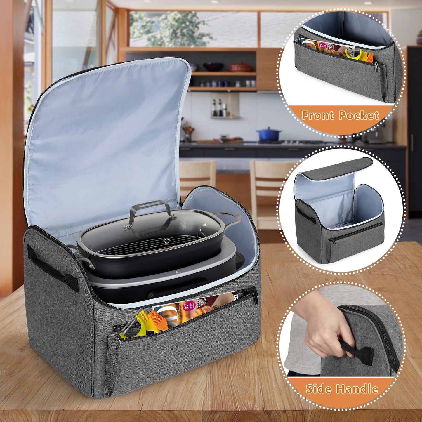 LUXJA Enclosed Cover Compatible with Ninja Foodi Possible Cooker Pro, Dust Cover with Front Pocket Fits Ninja Slow Cooker, Gray