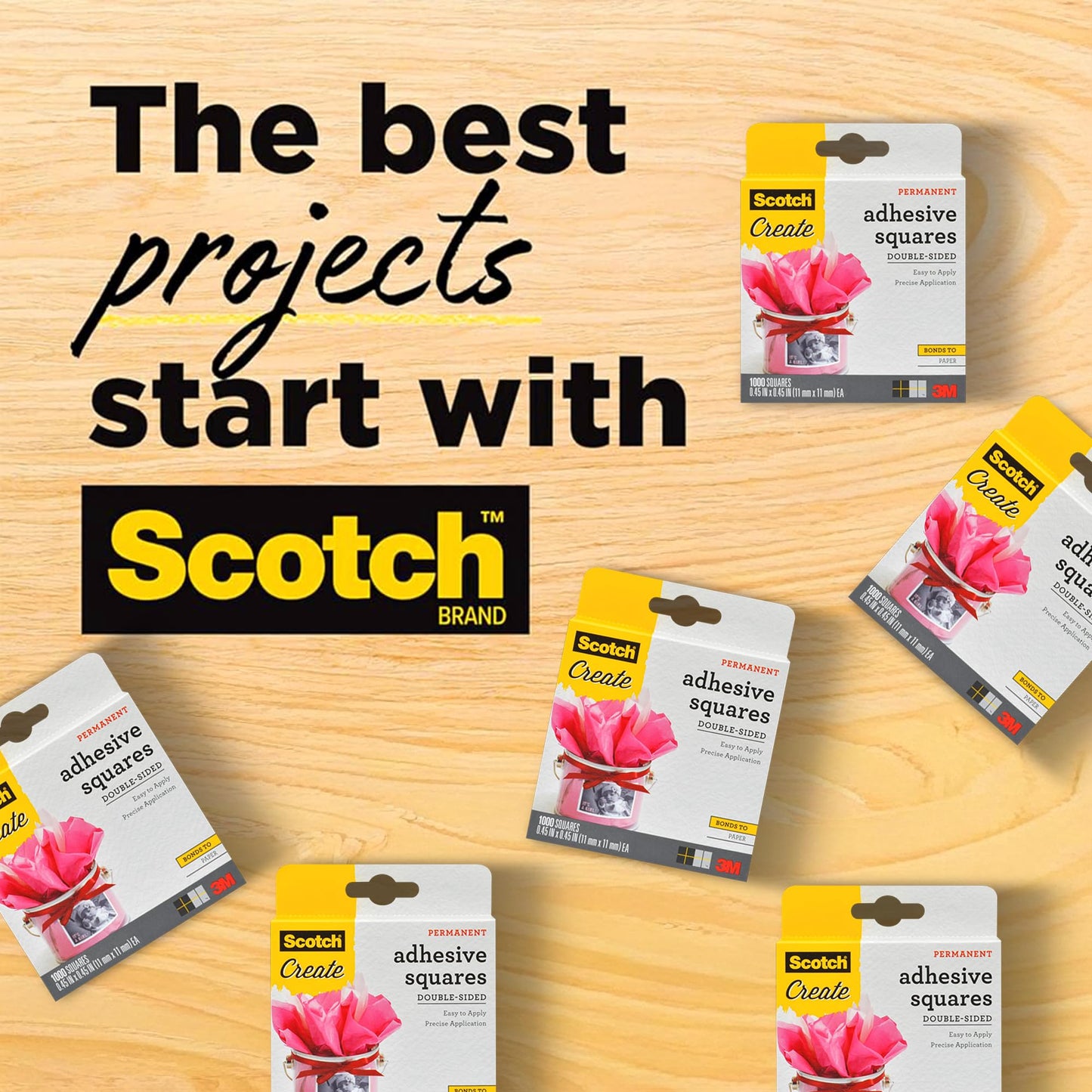 Scotch Photo Splits, Double-Sided Adhesive Squares, Acid-Free, Photo Safe, 1000 Count (Pack of 6)