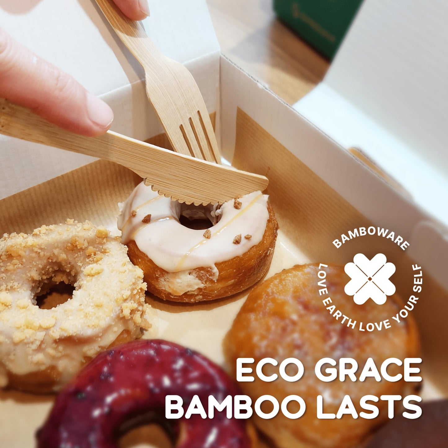 100% Bamboo Utensils - 400 Carbonized Forks Disposable Cutlery Biodegradable and Sanitized - Heavy Duty & Fully Functional