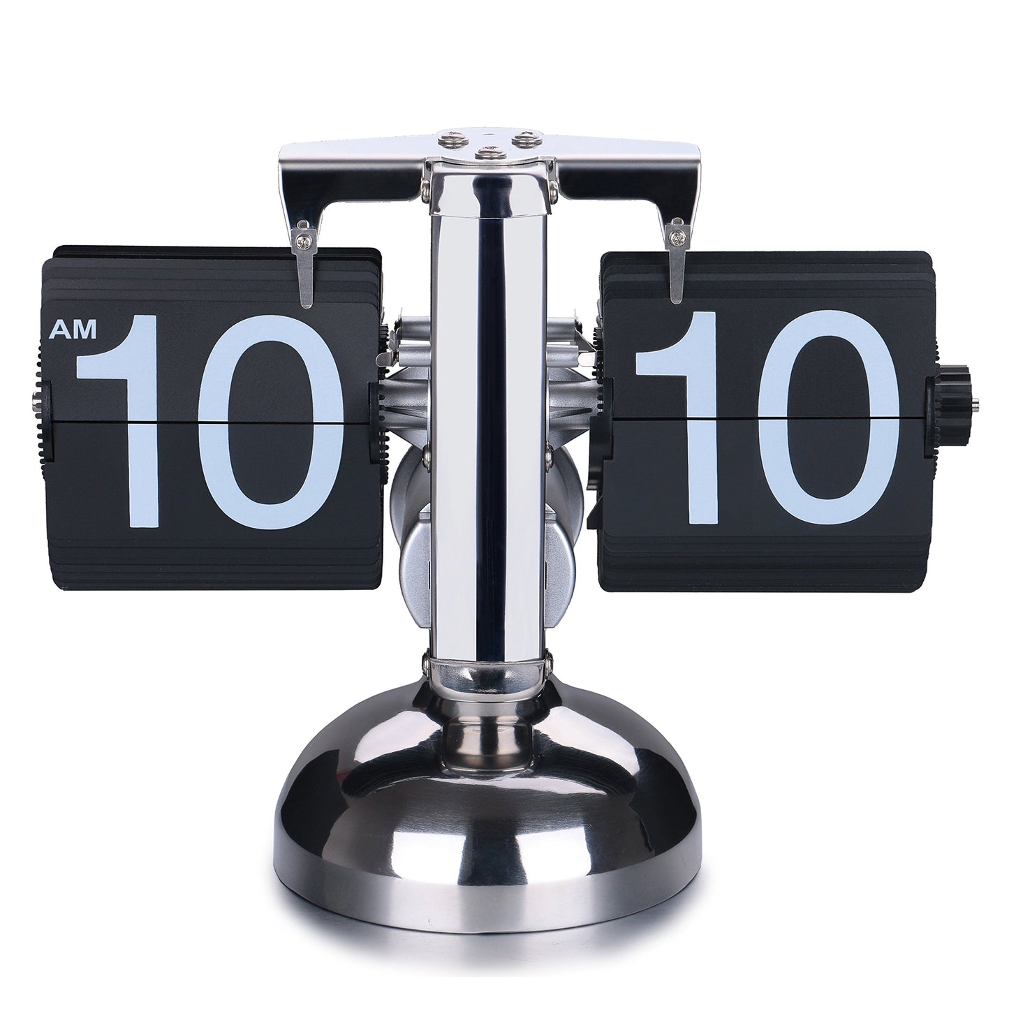 WoneNice Desk Clock, Retro Digital Flip Down Clock - Battery Operated with Internal Gear Mechanism for Office, Bedroom, Kitchen, School, Hotel, and Café Décor - Black