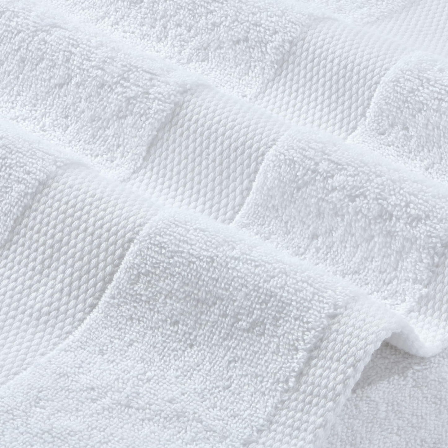 White Bath Towel Set of 6 - 100% Cotton Highly Absorbent Towels for Bathroom, 2 Luxury Bath Towels 650GSM, 2 Hand Towels, 2 Washcloths