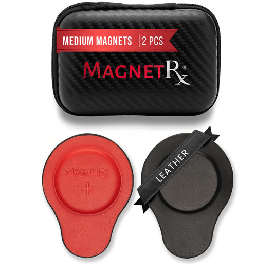 MagnetRX® Biomagnetic Magnet Kit – Imanes terapeuticos de neodimio para biomagnetismo – Dr Goiz Magnets for Bio Magnet Pair – Leather Coated Neodymium Biomagnetic Therapy Magnets (Medium | 2 Units)