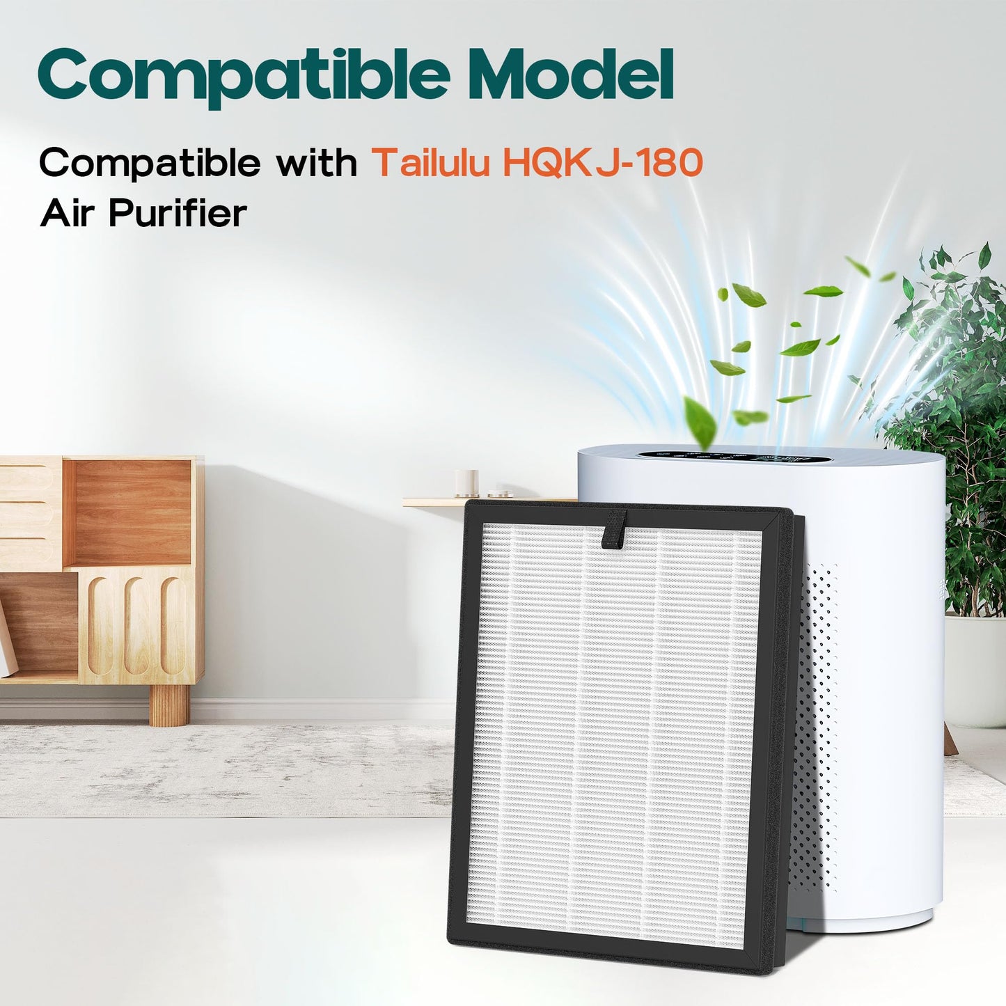 XBWW 2 Packs HQKJ-180 Replacement Filter Compatible with Tailulu HQKJ-180 Air Cleaner Purifier, 3 in 1 Filter of Premium Filter and Activated Carbon Filters