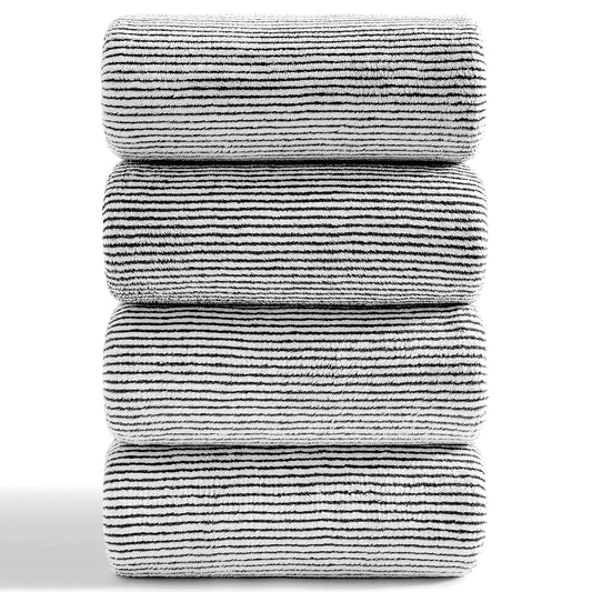 4 Piece Bath Towel Set 35"x70"Oversized Bath Towel for Bathroom Ultra Soft Fluffy Extra Large Bath Sheet Luxury Premium Bathroom Towel Highly Absorbent Quick Dry Shower Towel for Hotel Spa,Black White