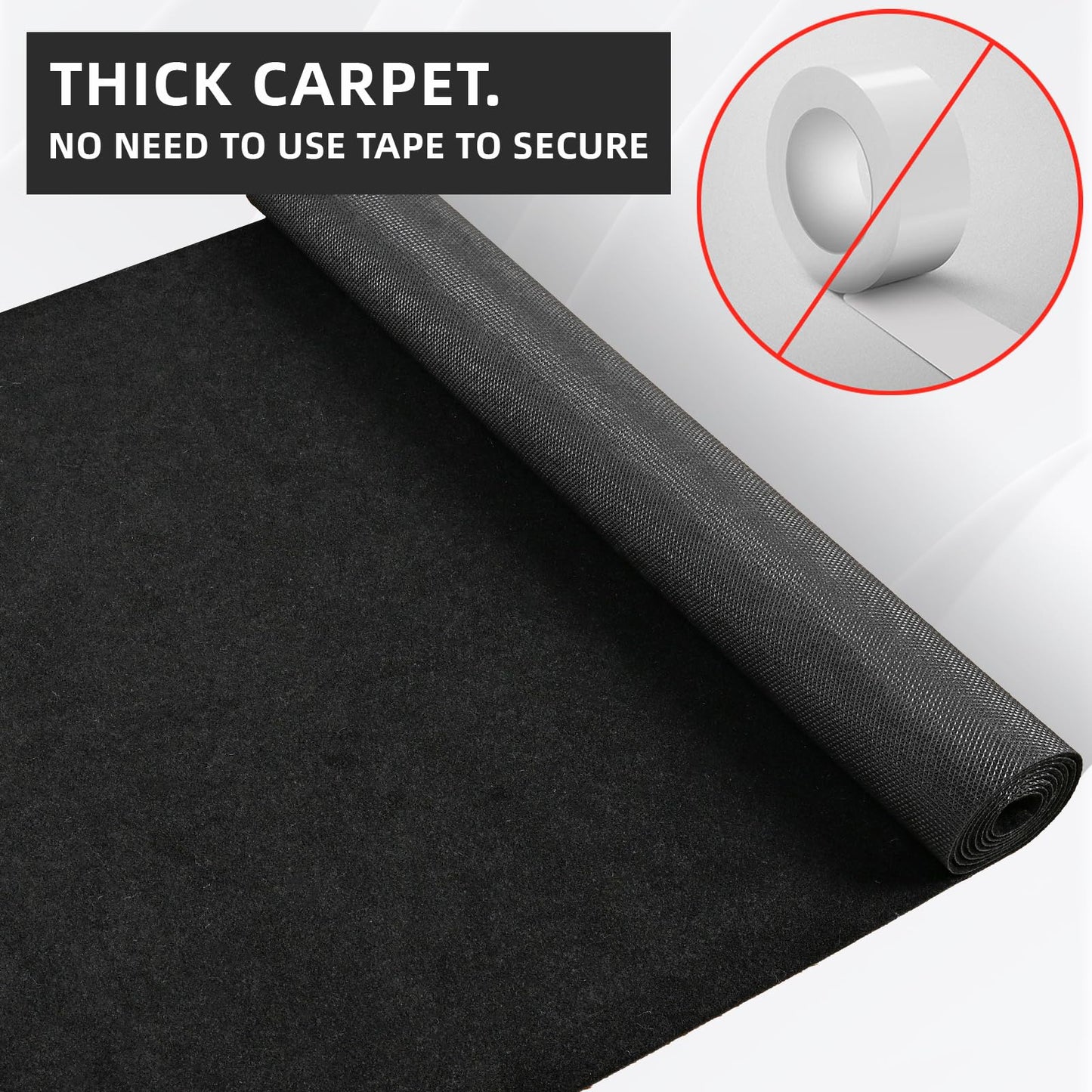 Black Carpet Runner 3x10 ft – Extra Thick 450 GSM Non-Slip Waterproof Aisle Rug for Weddings, Parties, Events, Banquets & Proposals