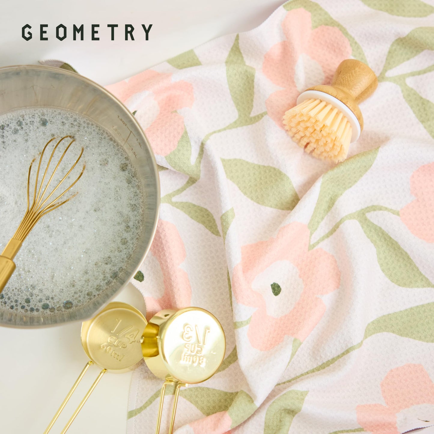GEOMETRY Tea Towels – Spring & Summer Collection – Quick-Dry, Ultra-Absorbent, Reusable Microfiber Kitchen Towels for Drying & Cleaning - Meadowlight - 3 Pack