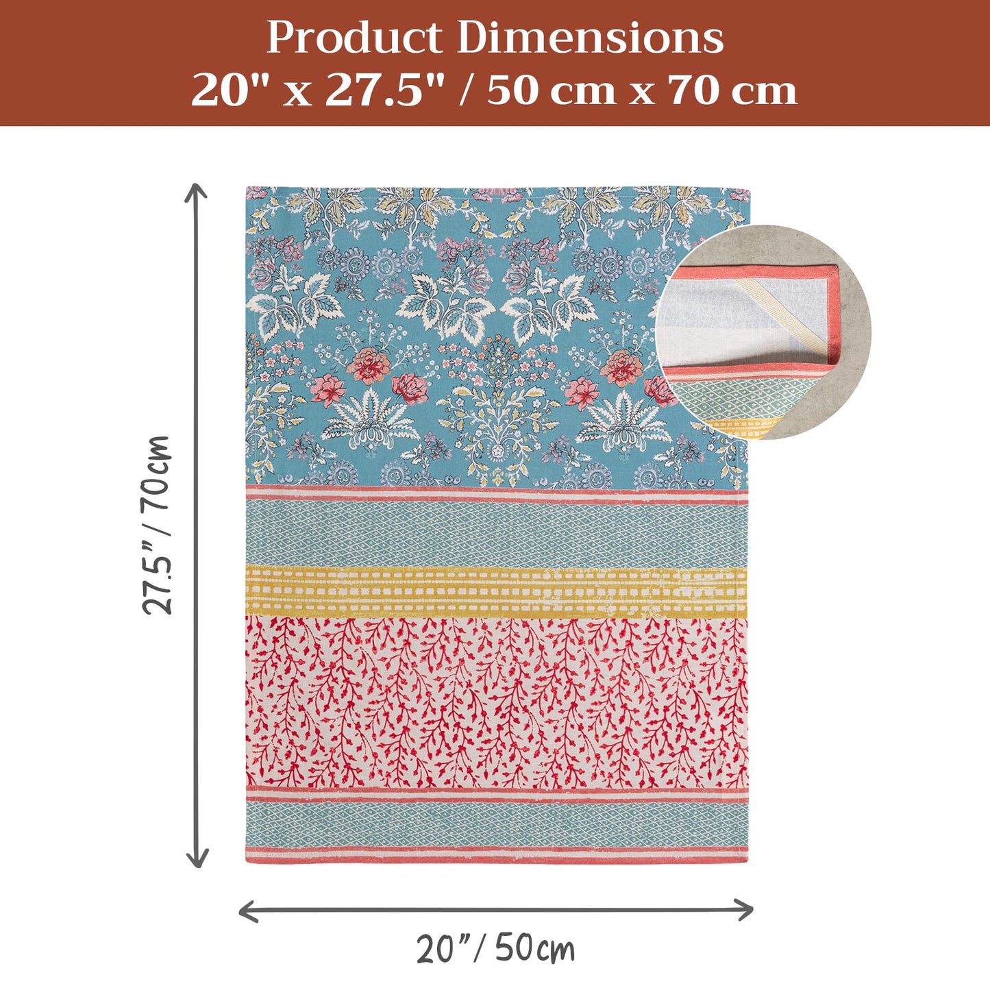 Maison d' Hermine Kitchen Towels Set of 3 100% Cotton 27.50" x 20" Reusable Cloth Tea Dish Towels Absorbent with Hanging Loop for Kitchen Farmhouse Hotel Spring Summer - Marquise