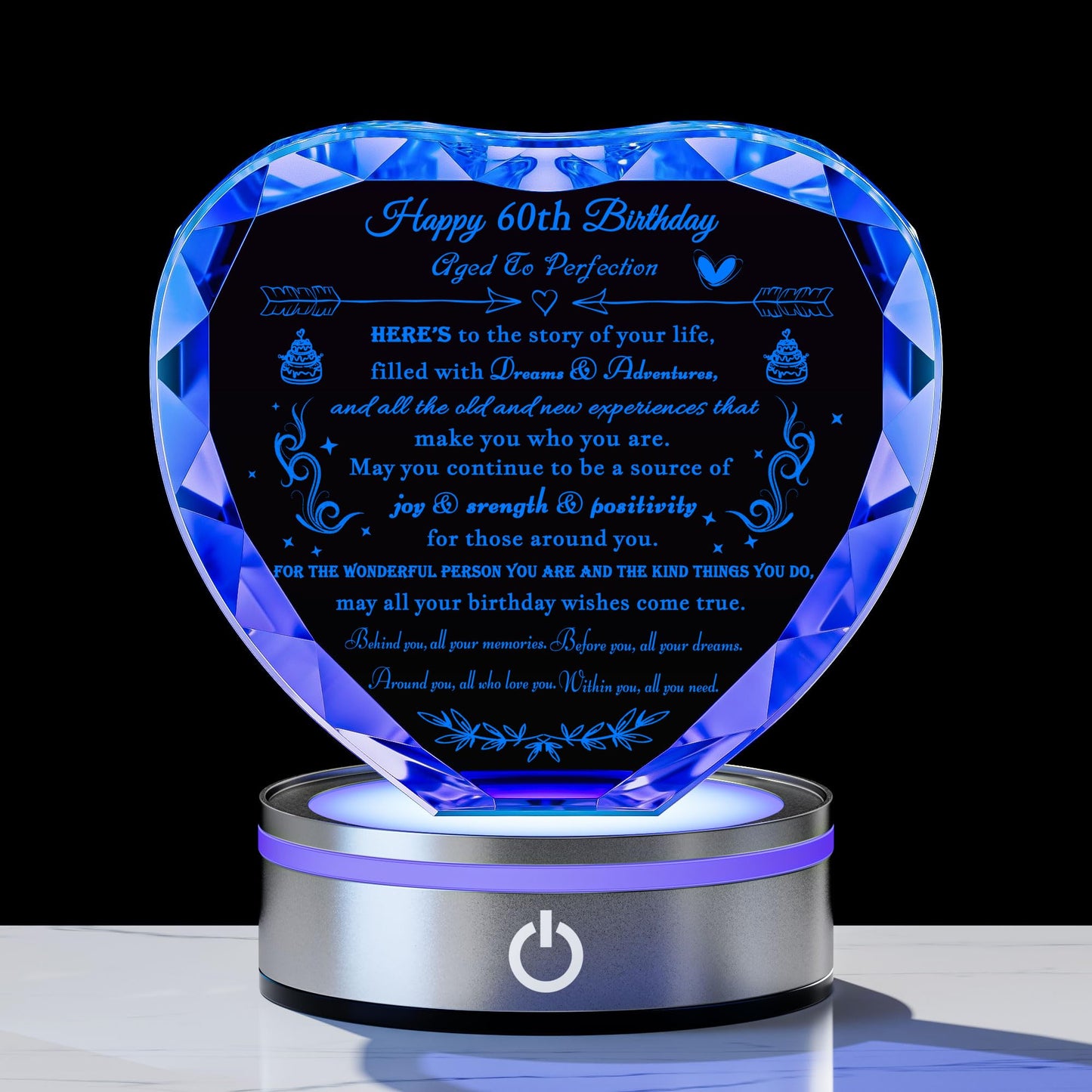 Movdyka 60th Birthday Gifts for Women Men - Personalized Crystal Heart Gifts 1966 60 Year Old Birthday Present for Her Him - Happy 60th Birthday Gifts Ideas for Mom Dad Unique