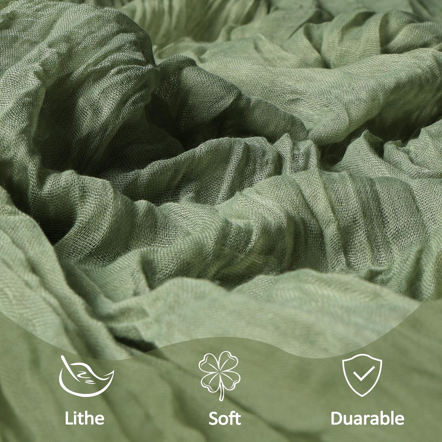 8 Pack Sage Green Cheesecloth Table Runner 10Ft Gauze Cheese Cloth Table Runner 120 Inch Boho Sheer Rustic Fabric for Home Decor Bridal Baby Shower Wedding Decoration