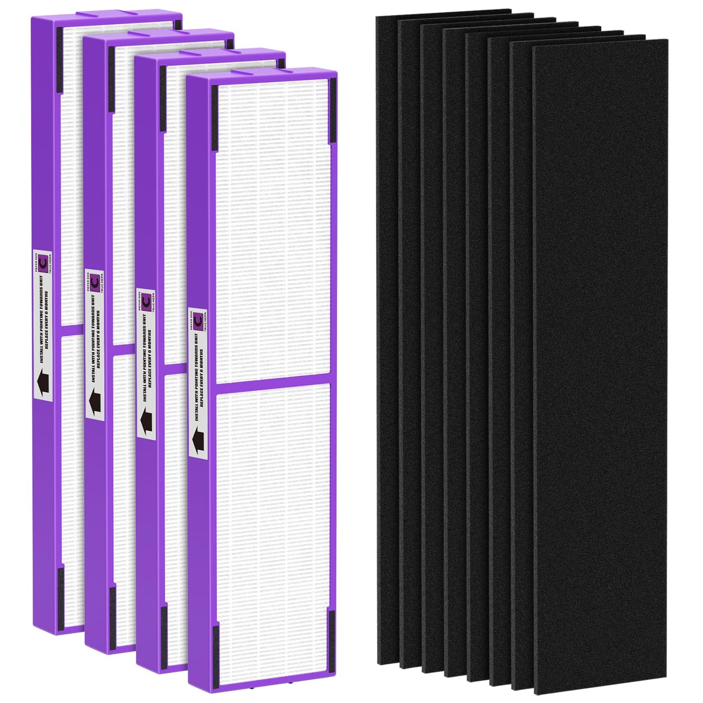 FLT5250PT True HEPA Replacement Filter C Pet, Compatible with Germ-Guardian AC5250PT, AC5000E, AC5300B, AC5350W, AC5350B, CDAP5500 Air Purifiers, 4 HEPA Filter and 8 Pre-Filters