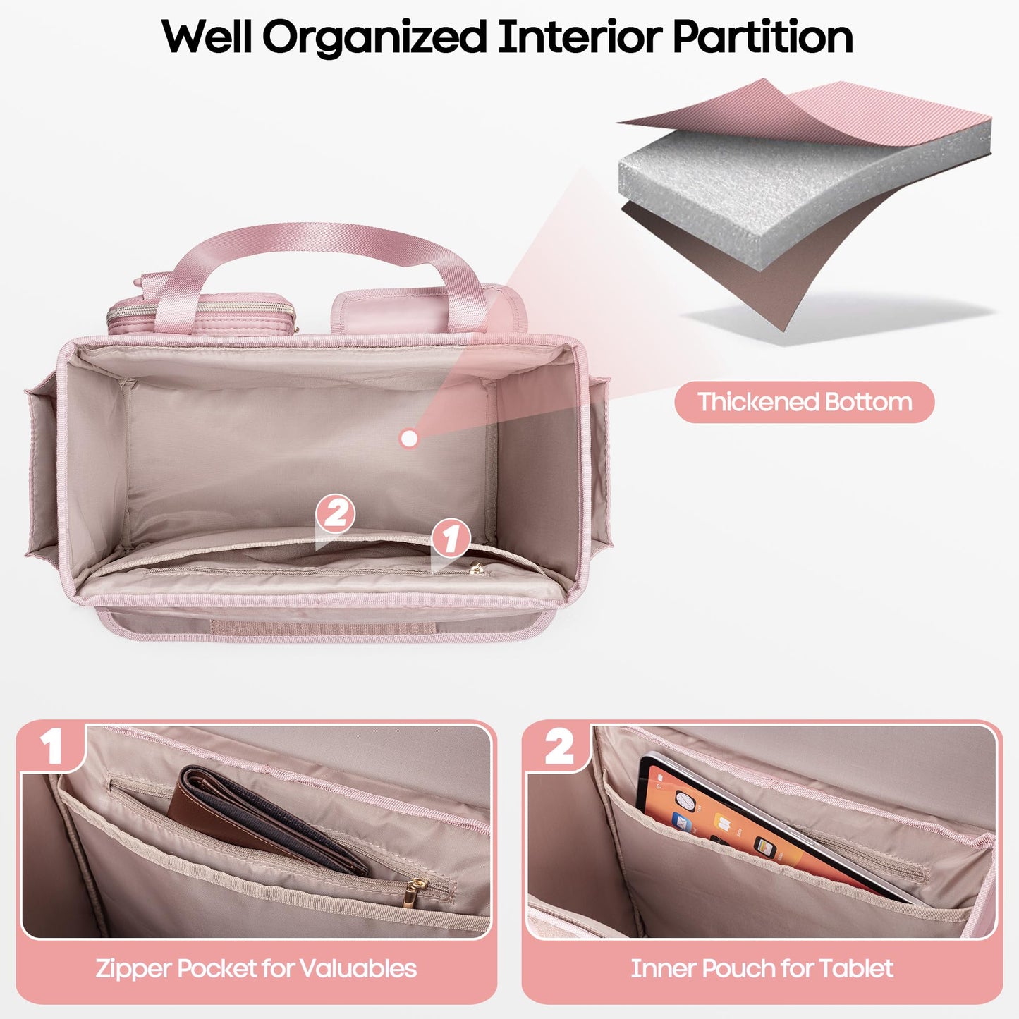 Prokva Hanging File Organizer Box with Lid, Portable Document Organizer Bag with Handle, Suitable for Letter Size Hanging File Folders, Pink