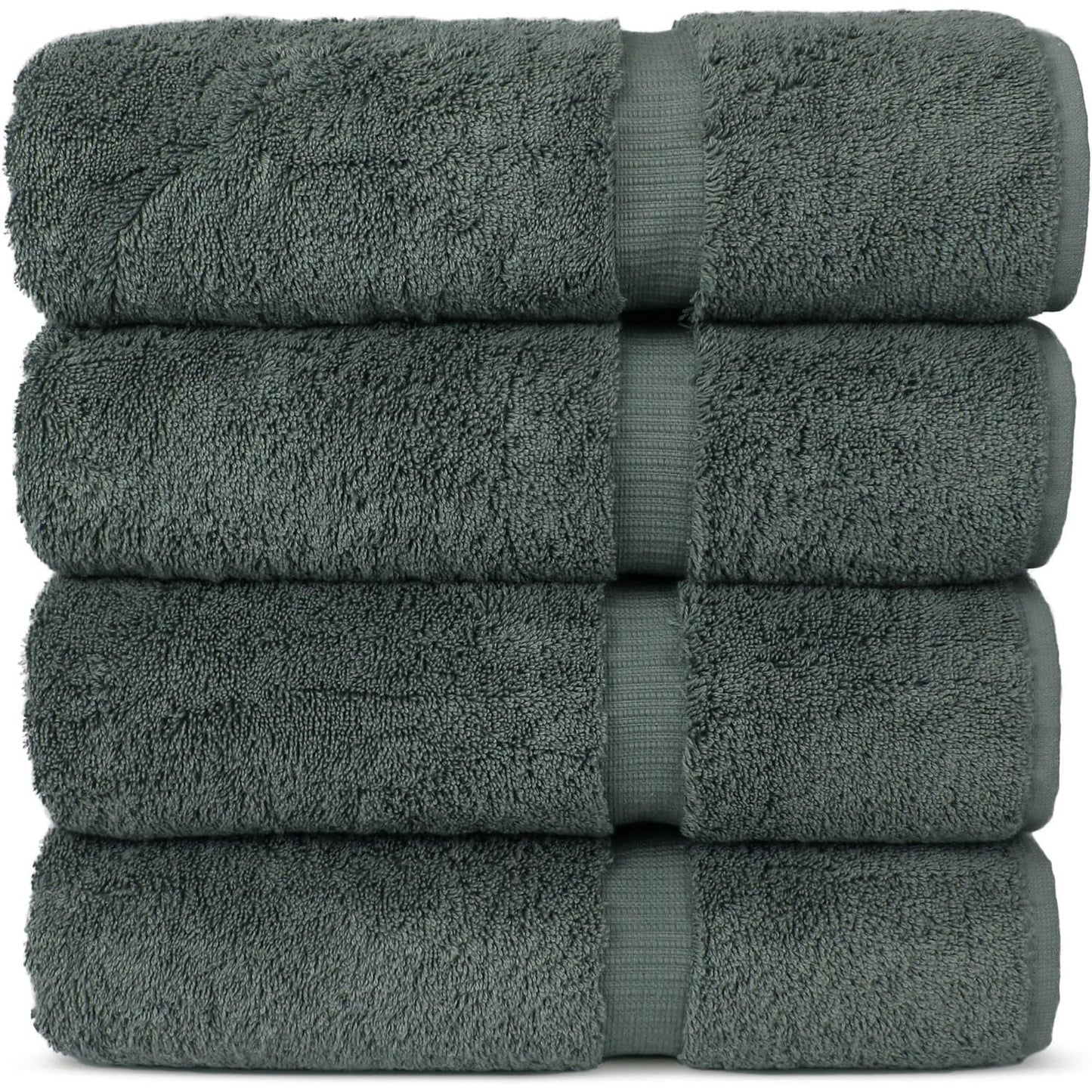 Chakir Turkish Linens 4 Piece Large Bath Towels, 100% Cotton Turkish Towels for Bathroom, Luxury Soft Absorbent Bath Towel Set, 27 x 54 Inches, Dark Gray