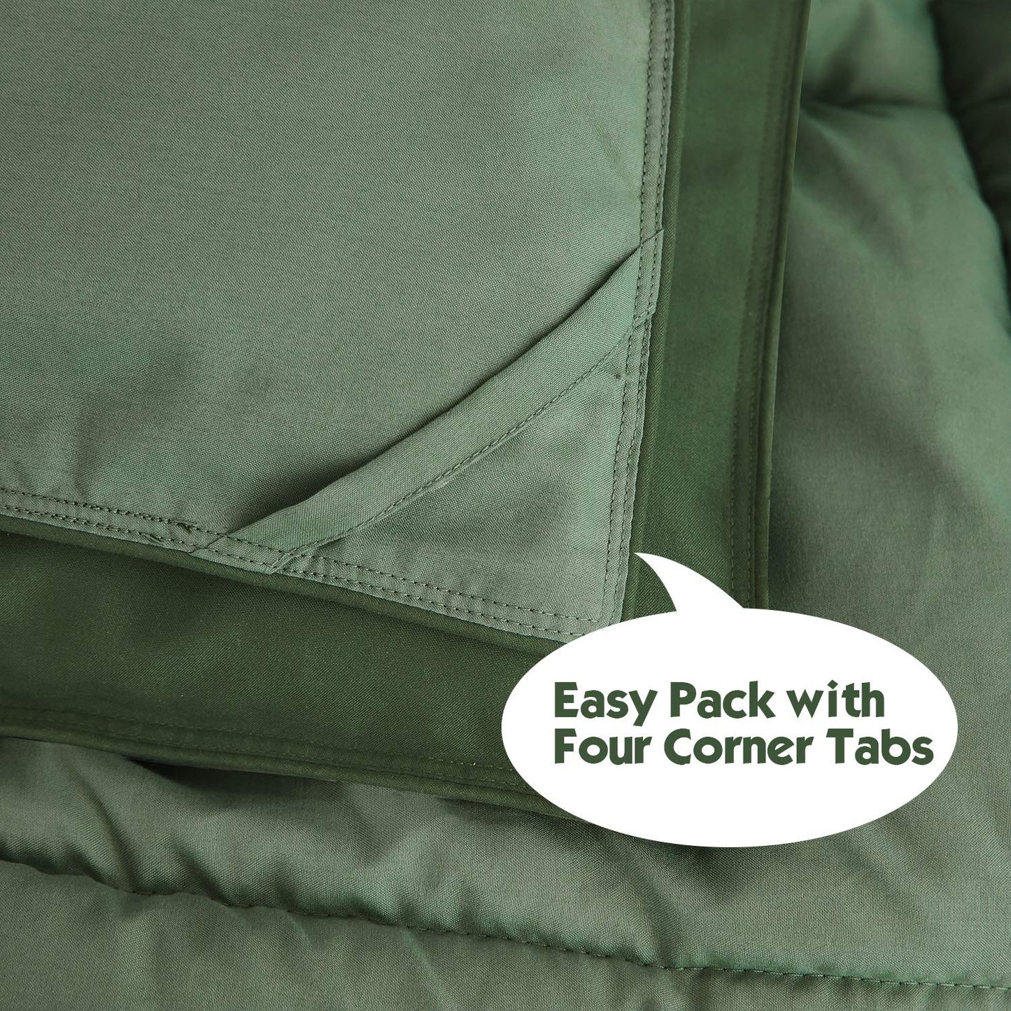 HIG 3pc Green Queen Size Comforter Set - All Season Reversible Down Alternative Bedding Comforter Set - Quilted Duvet Insert with Corner Tabs - Box Stitched Blanket - Breathable, Soft, Fluffy