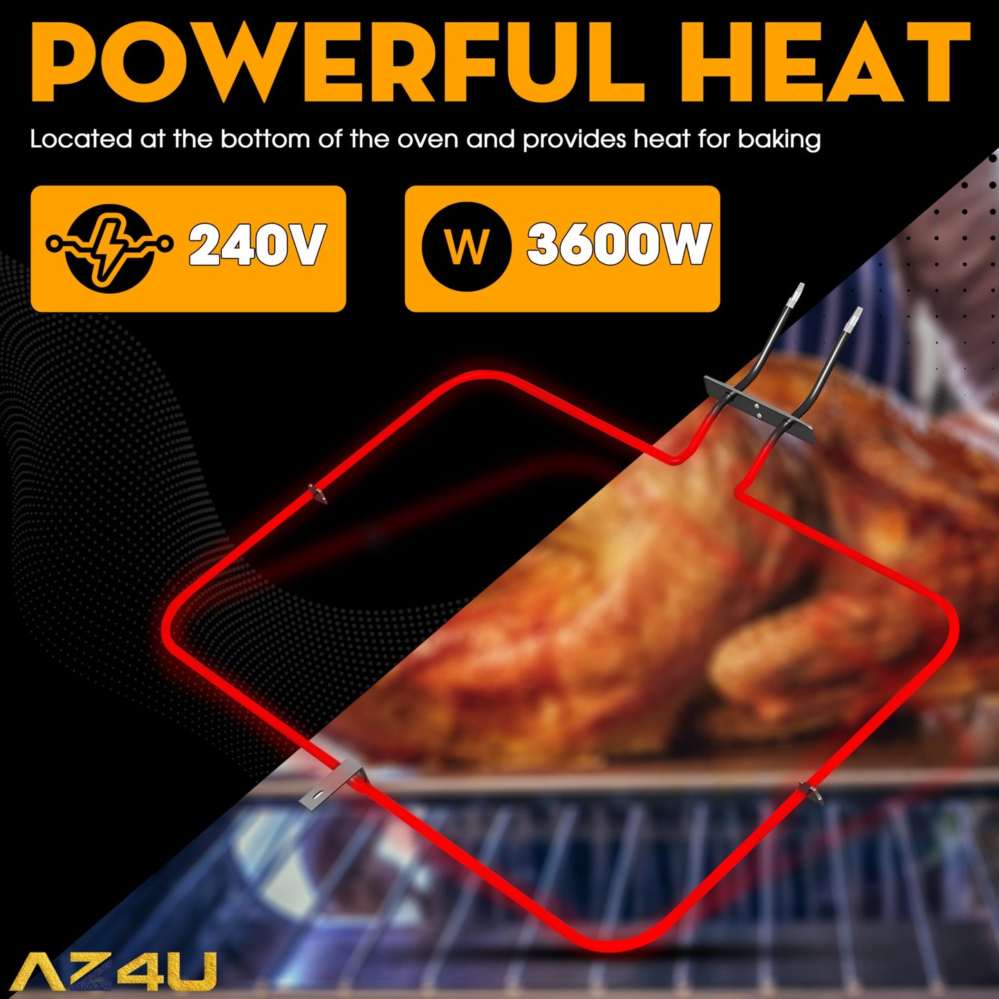 AZ4U Range Oven Bake Element Replacement For Maytag MER8674AW0 MER8700DS1 MER8674AS0 MER8775AB0 MER8680BS0 MER8775AS0 MER8674AB0 MER8880AS0 MER8680BW0 MER8700DE1 MER8880AB0 MER8680BB0 MER8700DS0 Stove