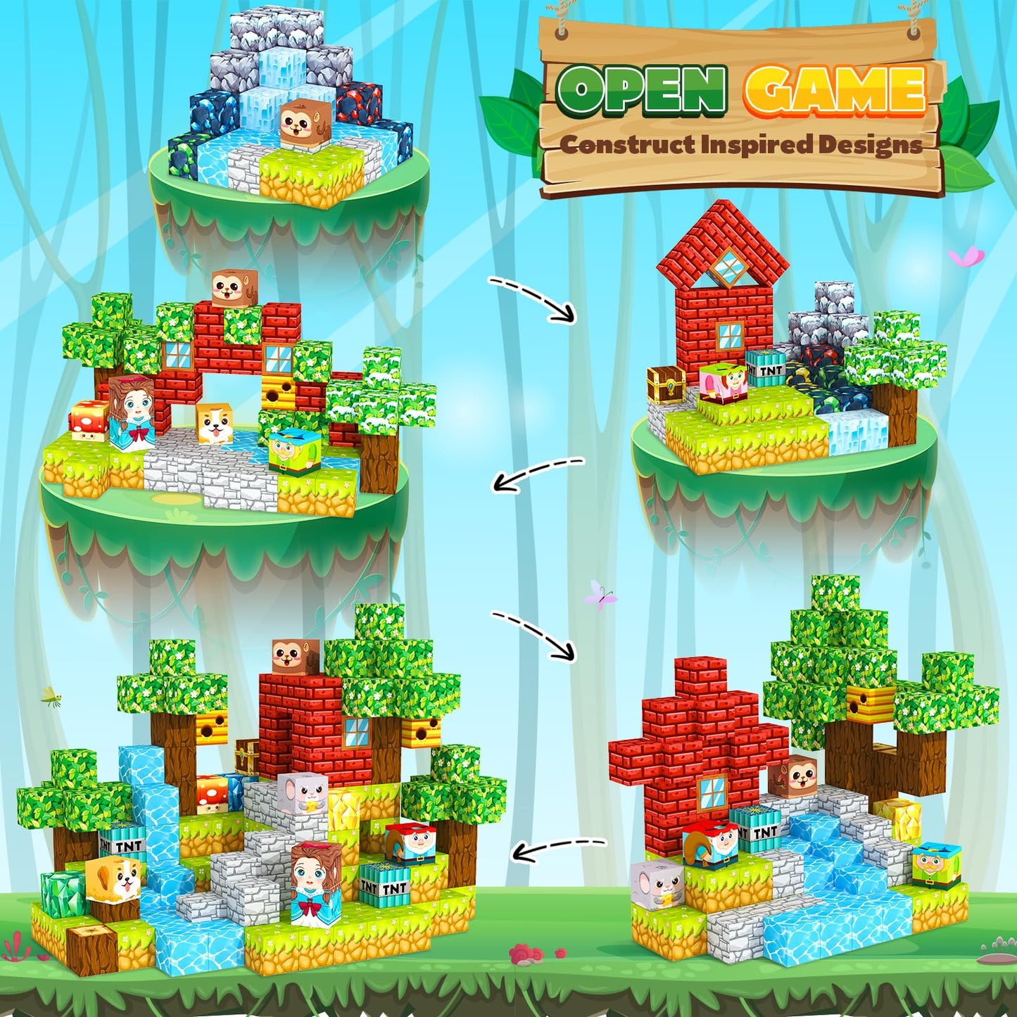 Magnetic Blocks, Magnet Cubes Building Blocks Toddler Travel Toys for 3-5 5-7 8-13 Year Old Boys Girls, Montessori Sensory Kids Toys & Games, Kids Birthday Decorations Party Favors Gifts