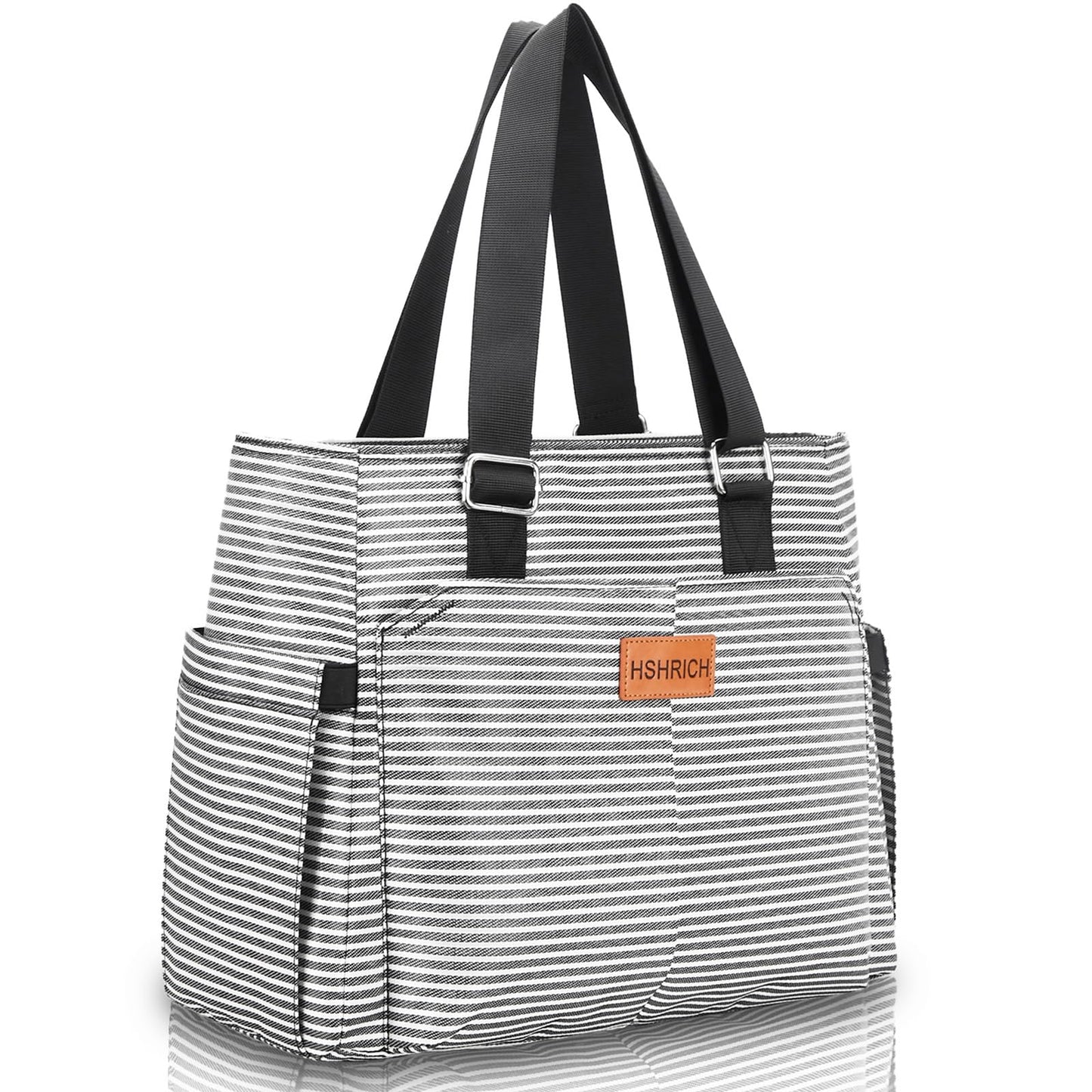 Large Women Lunch Bags/Insulated Adult Lunch Box/Leakproof Cooler Lunch Tote Bag with Storage Pocket. Reusable Lunch Purse for Work Picnic Hiking 12L, Stripe