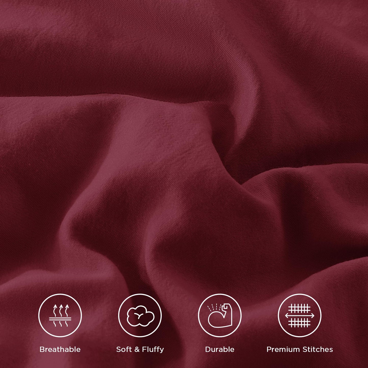 Andency Burgundy Comforter Set Queen Size, Lightweight Fluffy Farmhouse Ruffle Bedding Set, Soft Polyester All Season Shabby Chic Bed Comforter Set 3 Pieces(1 Comforter 2 Pillowcases)