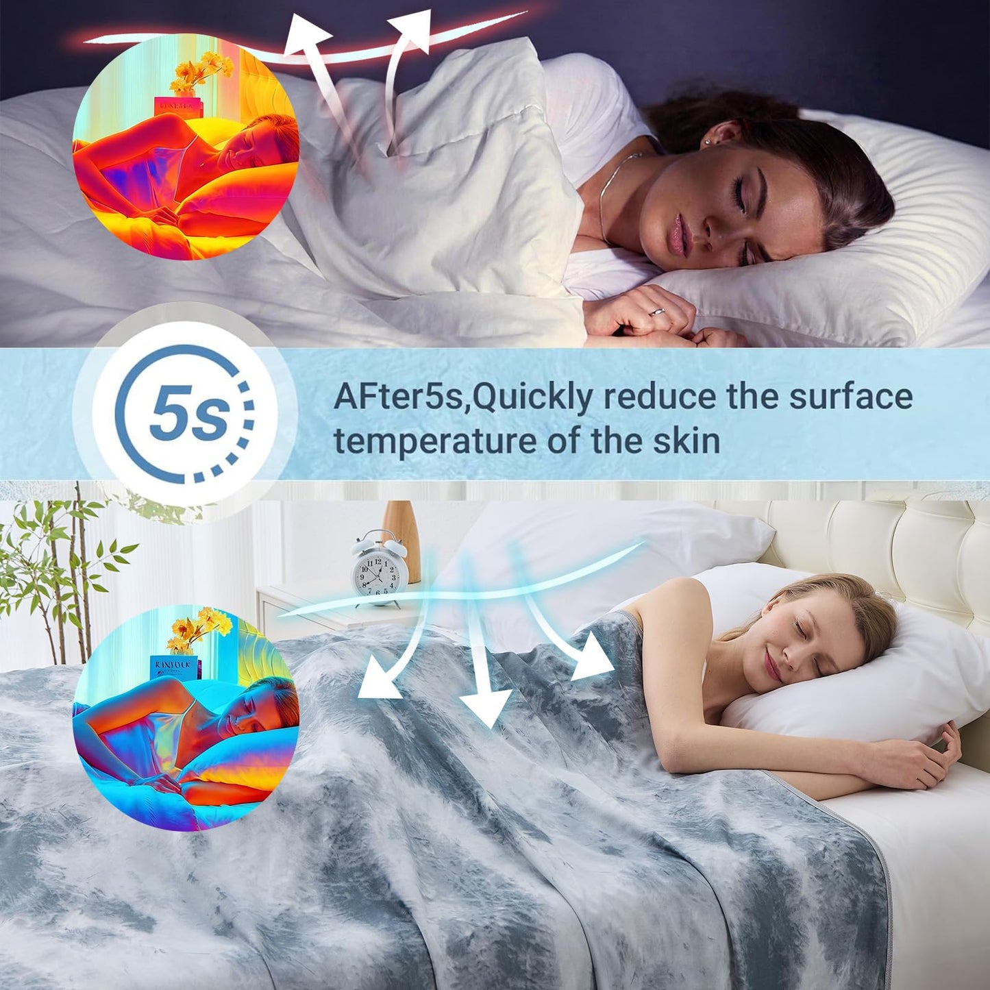 Qieryun Cooling Blanket Queen Size (90"X90"), Cold Blanket for Hot Sleepers, Ultra-Cool Lightweight & Breathable, Soft Thin for Night Sweats, Bed & Couch