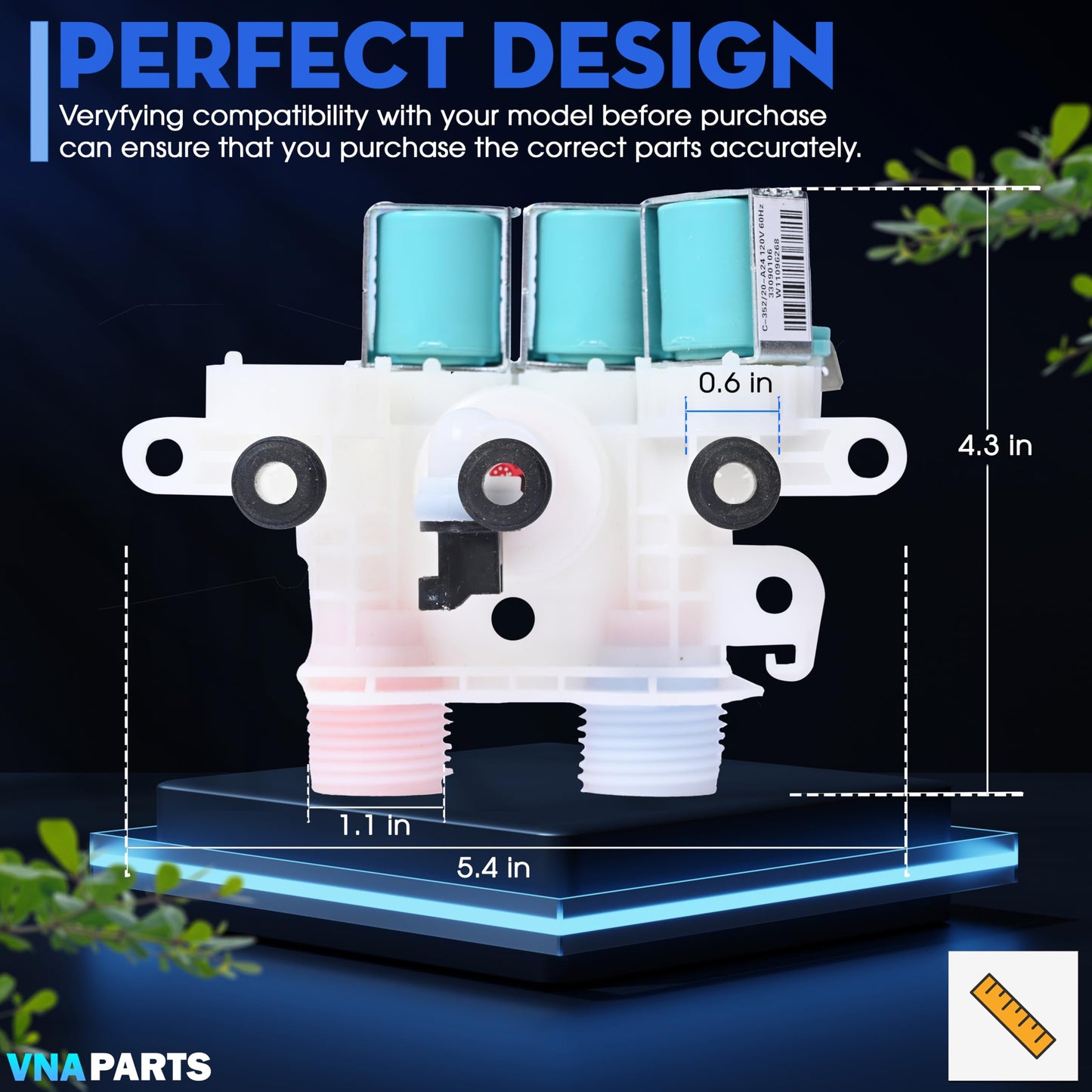 For Whirlpool Cabrio WTW7000DW0 WTW7300DW1 WTW8040DW0 WTW7040DW1 WTW8040DW4 WTW7300DW0 WTW7040DW0 WTW8040DW2 WTW6120HW0 WTW7120HW0 WTW7000DW3 WTW8000DW0 WTW8000DW Replaces Washer Water Inlet Valve