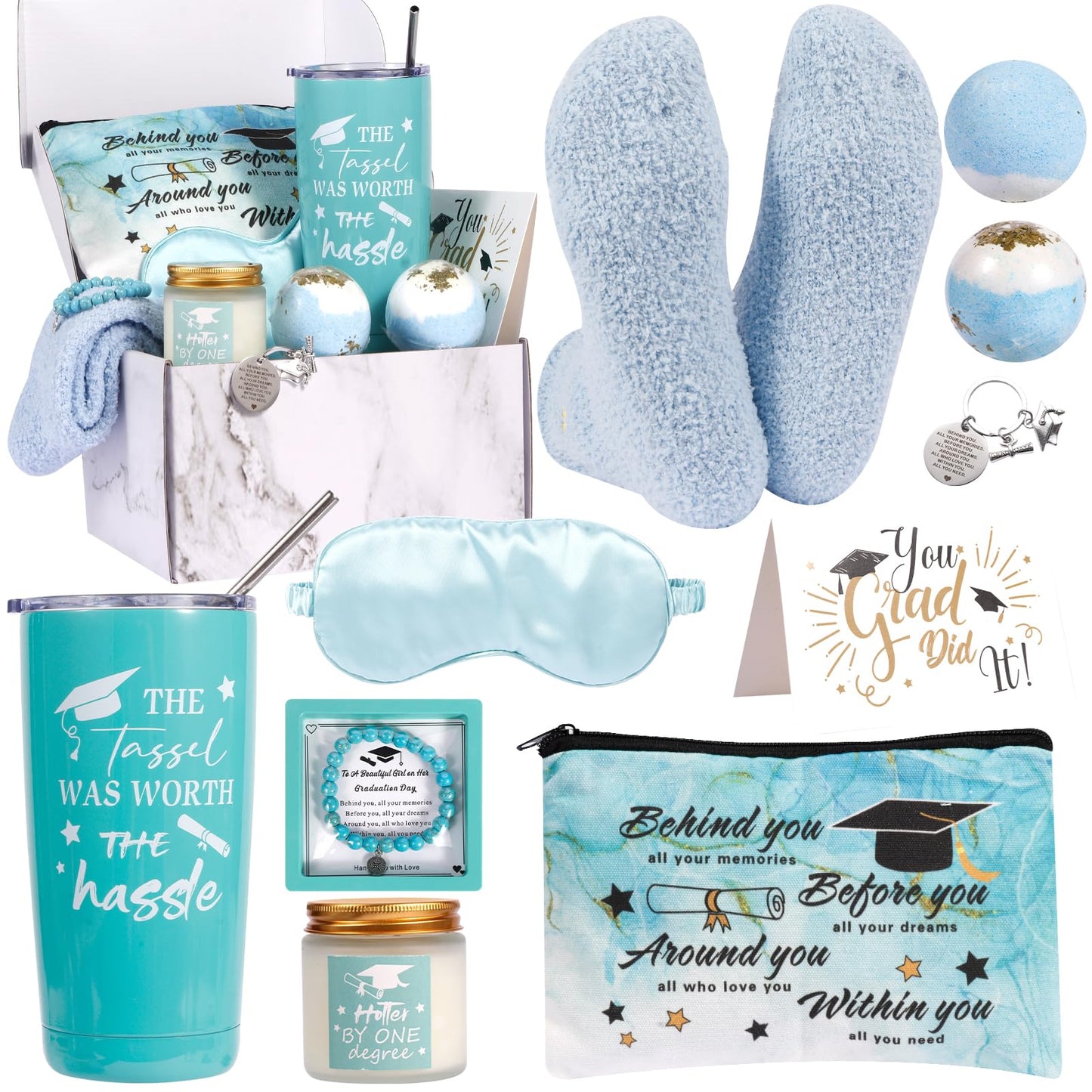11 Pieces Graduation Gifts Set for Her,Graduation Gifts for Her Girls Daughter College Graduate Gift for Women (Blue)