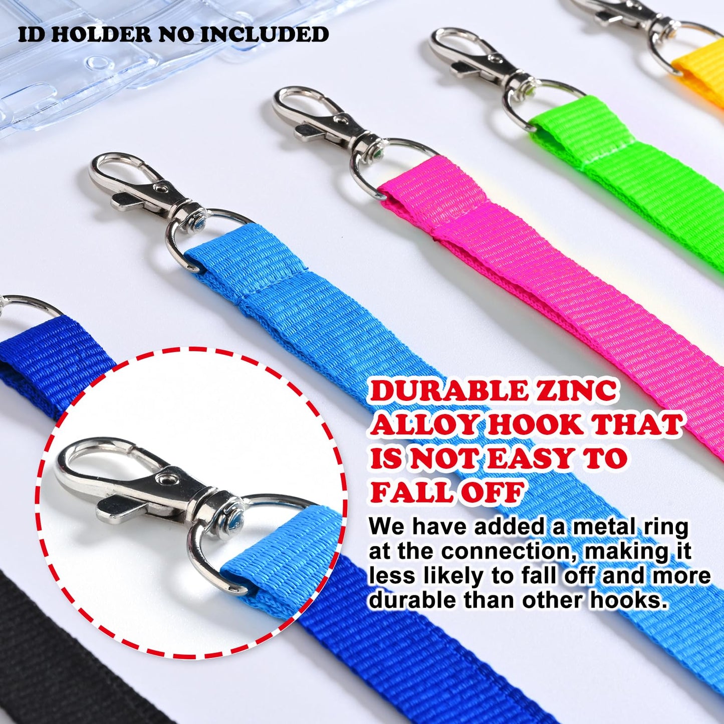 CANWELUX 100 Pack Bright Neon Green Lanyard for ID Badges (NO Holder), Cruise Fluorescent Lanyard with ID Holder for Men, Women, Teens, School