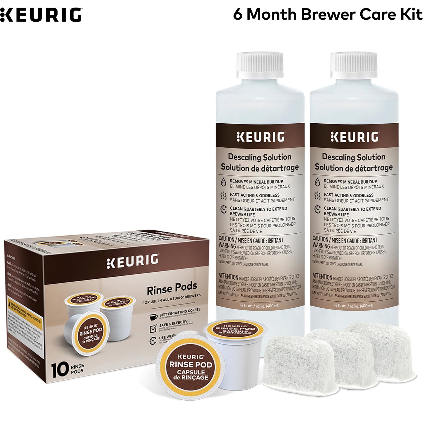 Keurig 6-Month Brewer Maintenance Care Kit, Includes Descaling Solution, Rinse Pods, & Water Filter Cartridges, Works with all K-Cup Pod Coffee Makers
