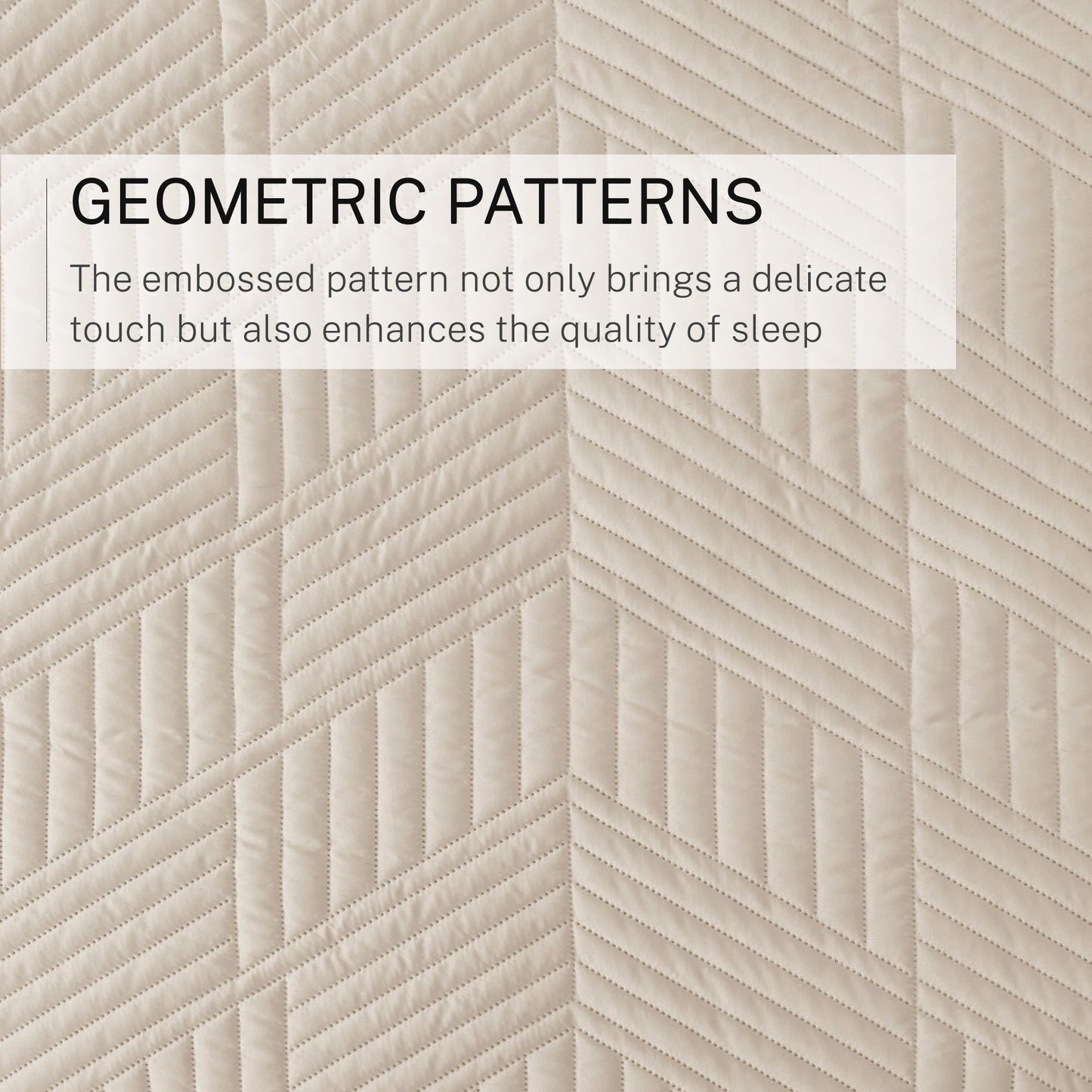 Exclusivo Mezcla Ultrasonic Full Queen Quilt Bedding Set, Lightweight Brich Beige Bedspreads Soft Modern Geometric Coverlet Set for All Seasons (1 Quilt and 2 Pillow Shams)