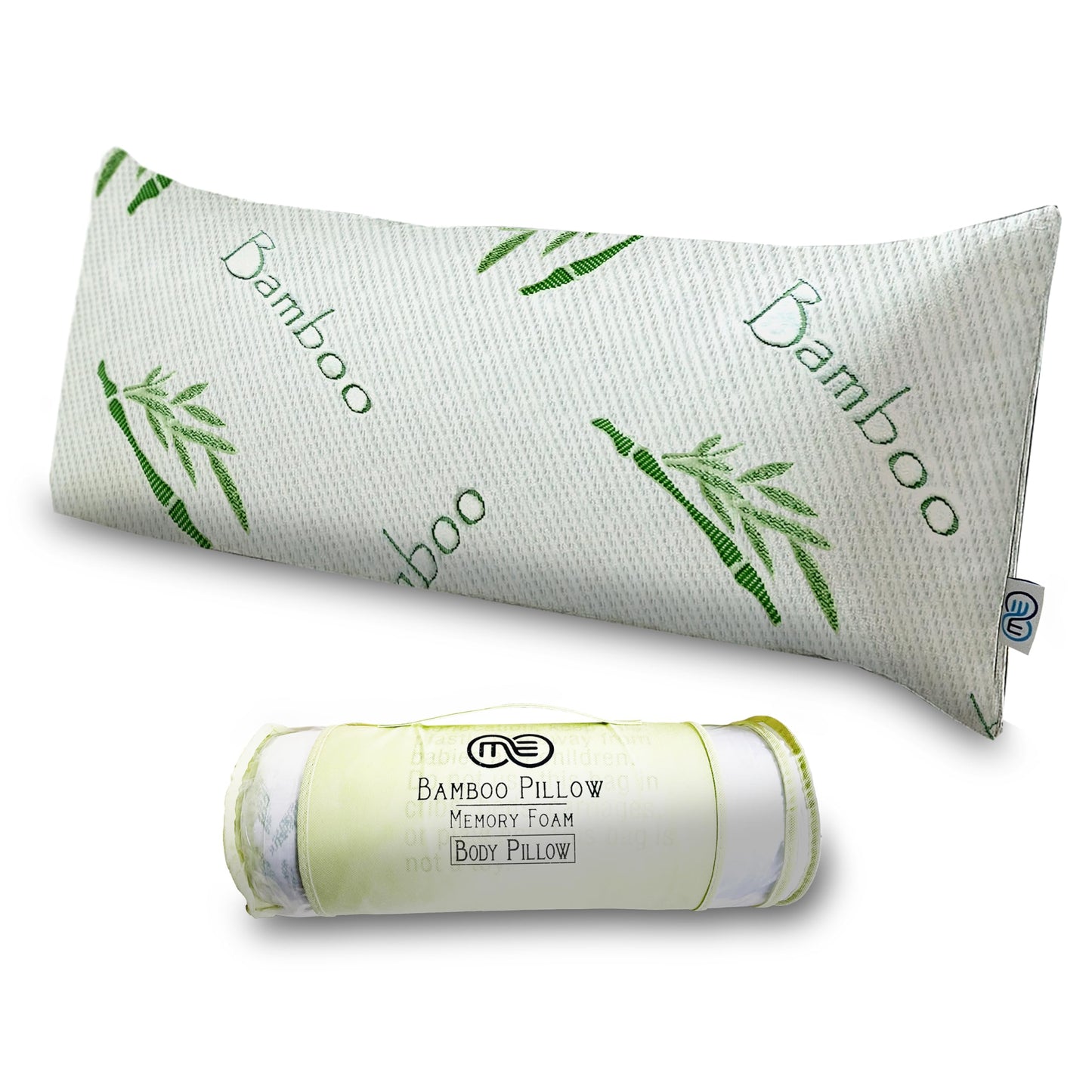 OMEO Full Rayon Bamboo Fiber Pillow Memory Foam Body Pillow for Side Sleeper, Huggable Long Body Pillow for Adults with Washable Pillowcase with Zipper, 20x54 Inch