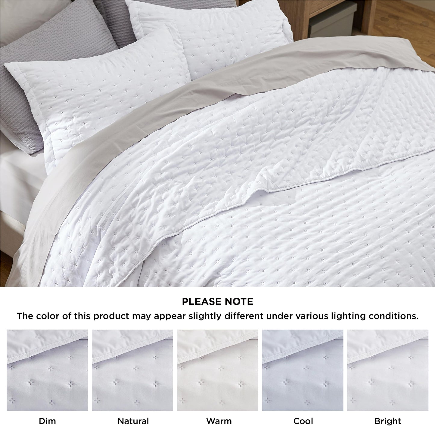 Bedsure King Quilt - Bright White Bedspread King Size & Lightweight Comforter, Modern Coverlet with Clover Pattern, Ultra Soft All-Season Bedding, Brushed Polyester Microfiber, 106 x 96 Inches
