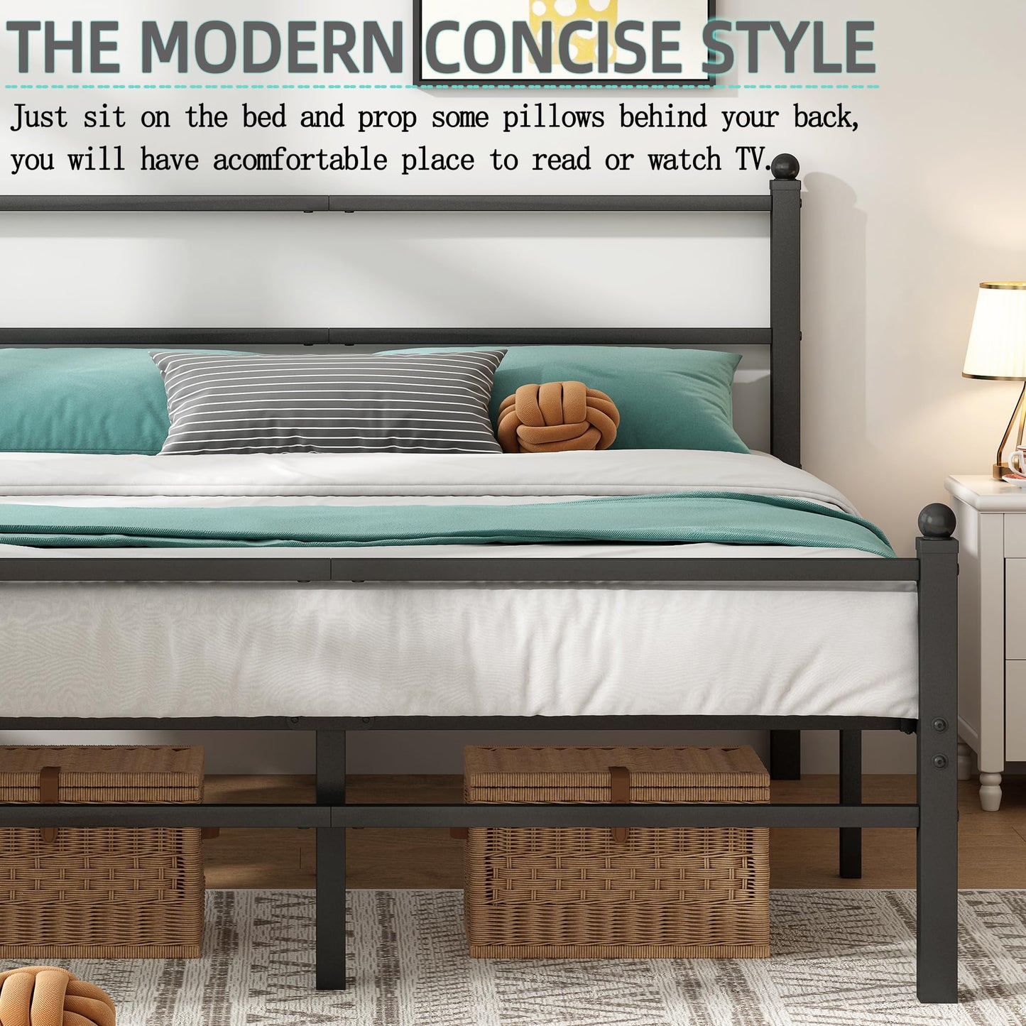 Steel Verve Twin Bed Frames with Headboard and Footboard, 14 Inch Metal Platform Twin Size Bed Frame with Steel Slat Support, No Box Spring Needed, Noise Free, Easy Assembly, Black