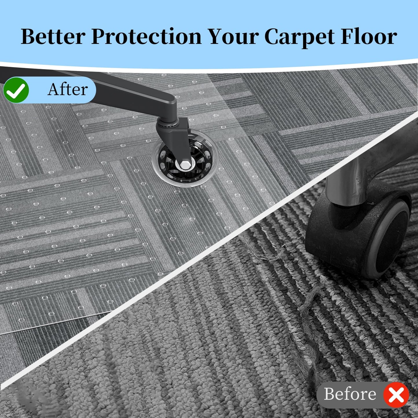 Tonaus Office Chair Mat for Carpet - 48"×36" Foldable Carpet Chair Mat - Transparent 2.2mm Thick Floor Protection with Non-Slip Studded for Low Pile Carpets Shiped Flat