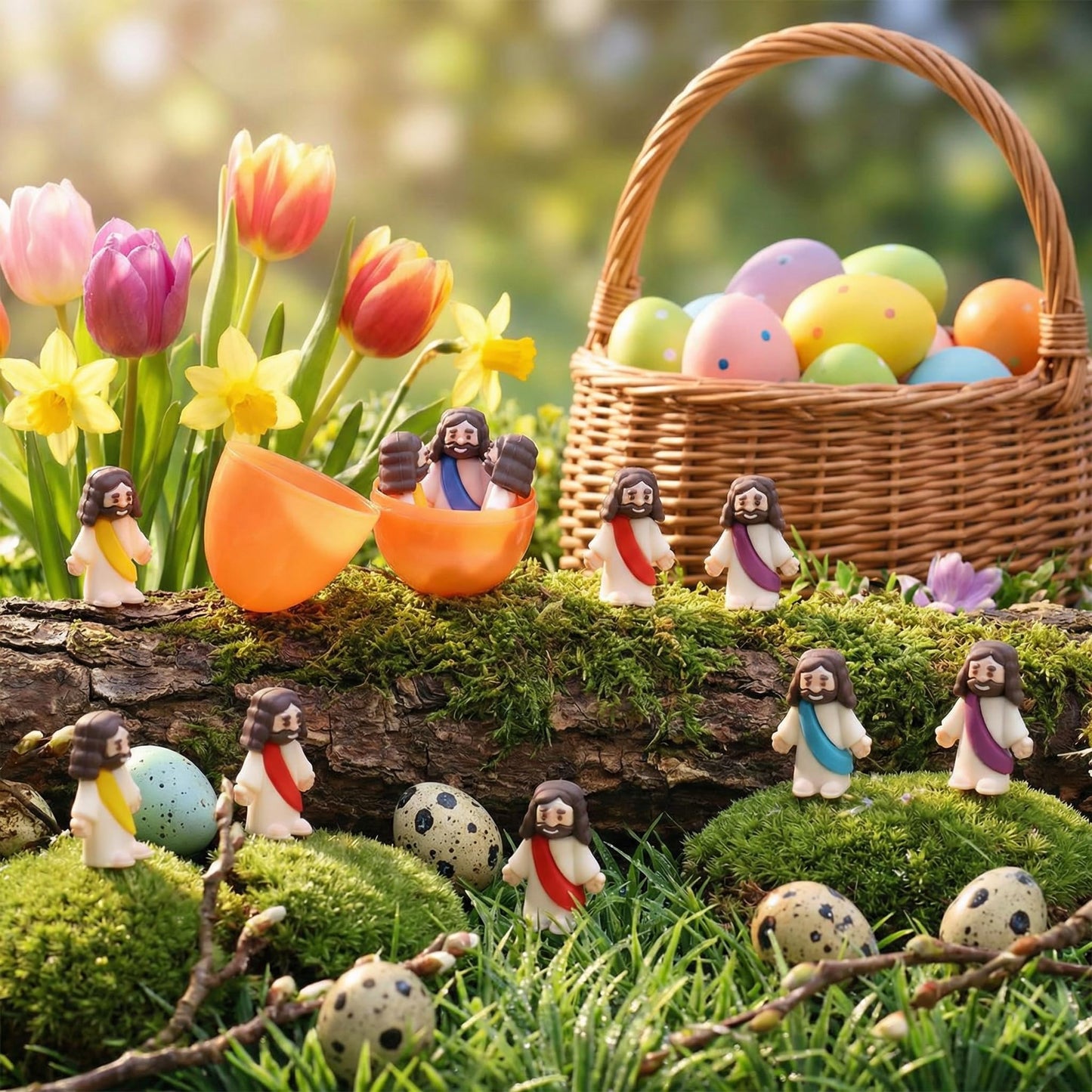 Barydat 300 Pcs Mini Jesus Figures Bulk Tiny Jesus Figurines Little Christ Savior Religious Party Favors Pocket to Hide and Seek for VBS 2026 Church Sunday School Baptism Gifts(Colorful)