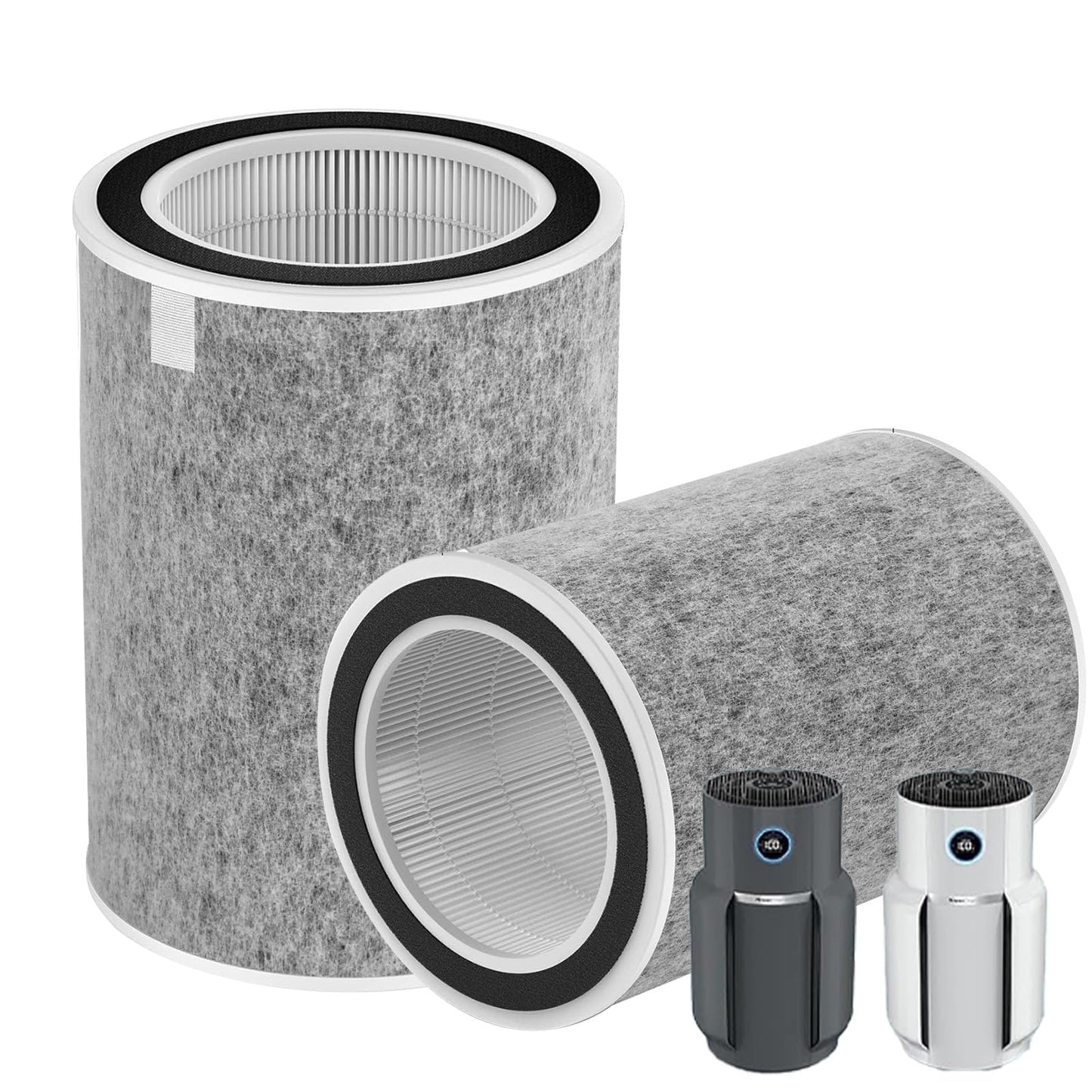 2Pack HP202 HP302 Replacement Filter Compatible with Shark HP201 HP202 HP302 HP301 HC502 AP1000 Air Purifier MAX, True Filter Cleans Up to 99.98% Particles Part # HE2FKBAS, HE2FKBASMB, Grey