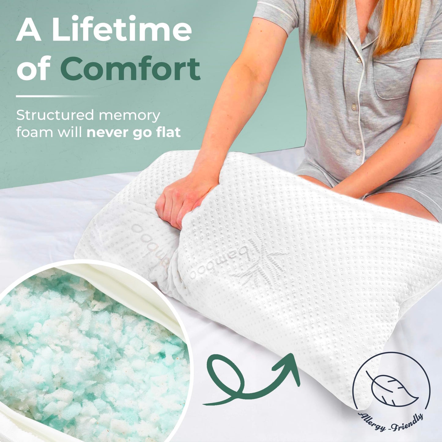 Snuggle-Pedic Shredded Memory Foam Pillow - The Original Cool Pillows for Side, Stomach & Back Sleepers - Sleep Support That Keeps Shape - College Dorm Room Essentials for Girls and Guys - Queen