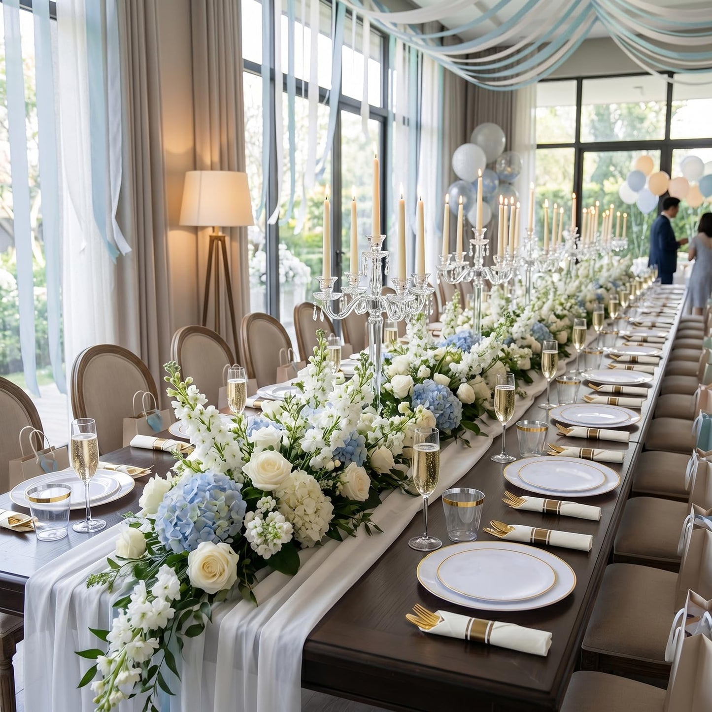 KIRE 100PCS Disposable Plates - White with Gold Rim Plastic Plates - Includes 50Pieces 10.25inch Dinner and 50Pieces 7.5inch Dessert/Salad Plate for Wedding/Spring Party/Graduation