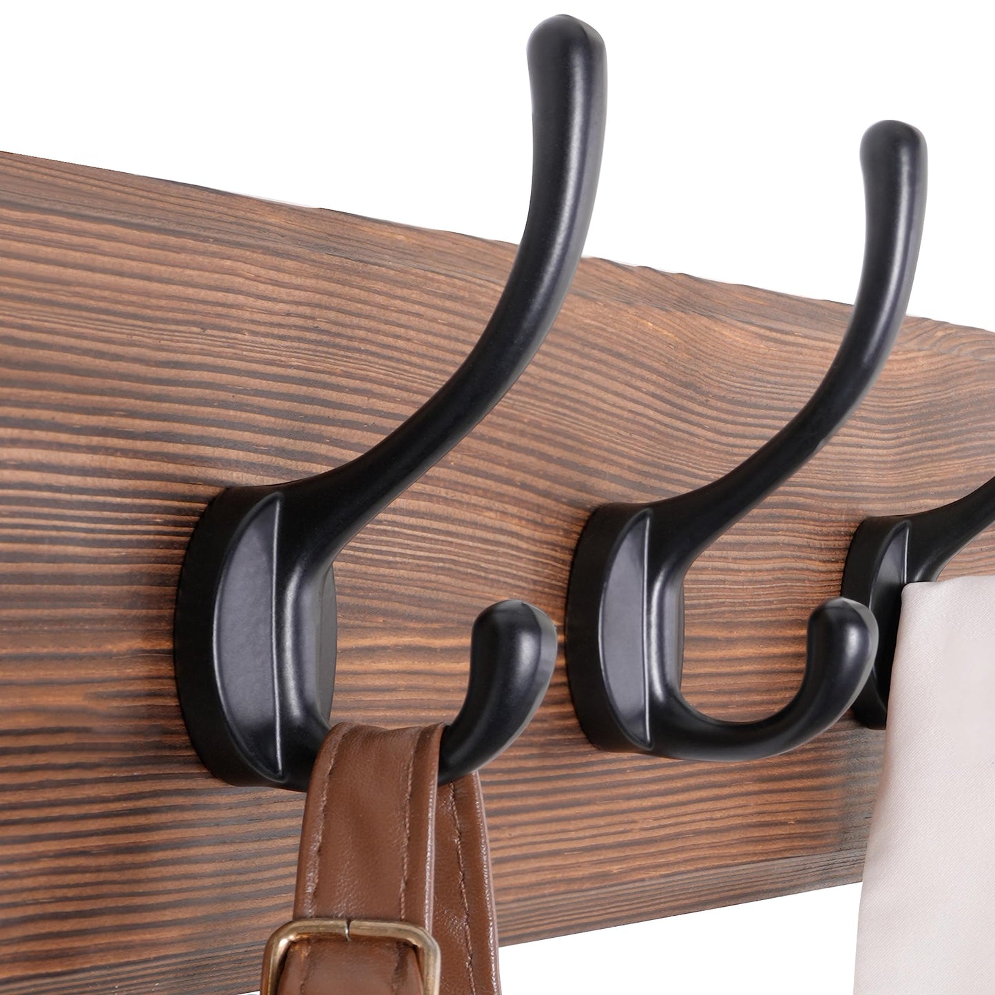 SKOLOO Farmhouse Style Wall Mounted Coat Rack, 38.6'' Pine Solid Wood Coat Hook Hanger - 10 Hooks for Hanging Clothes Robes Towels Coats