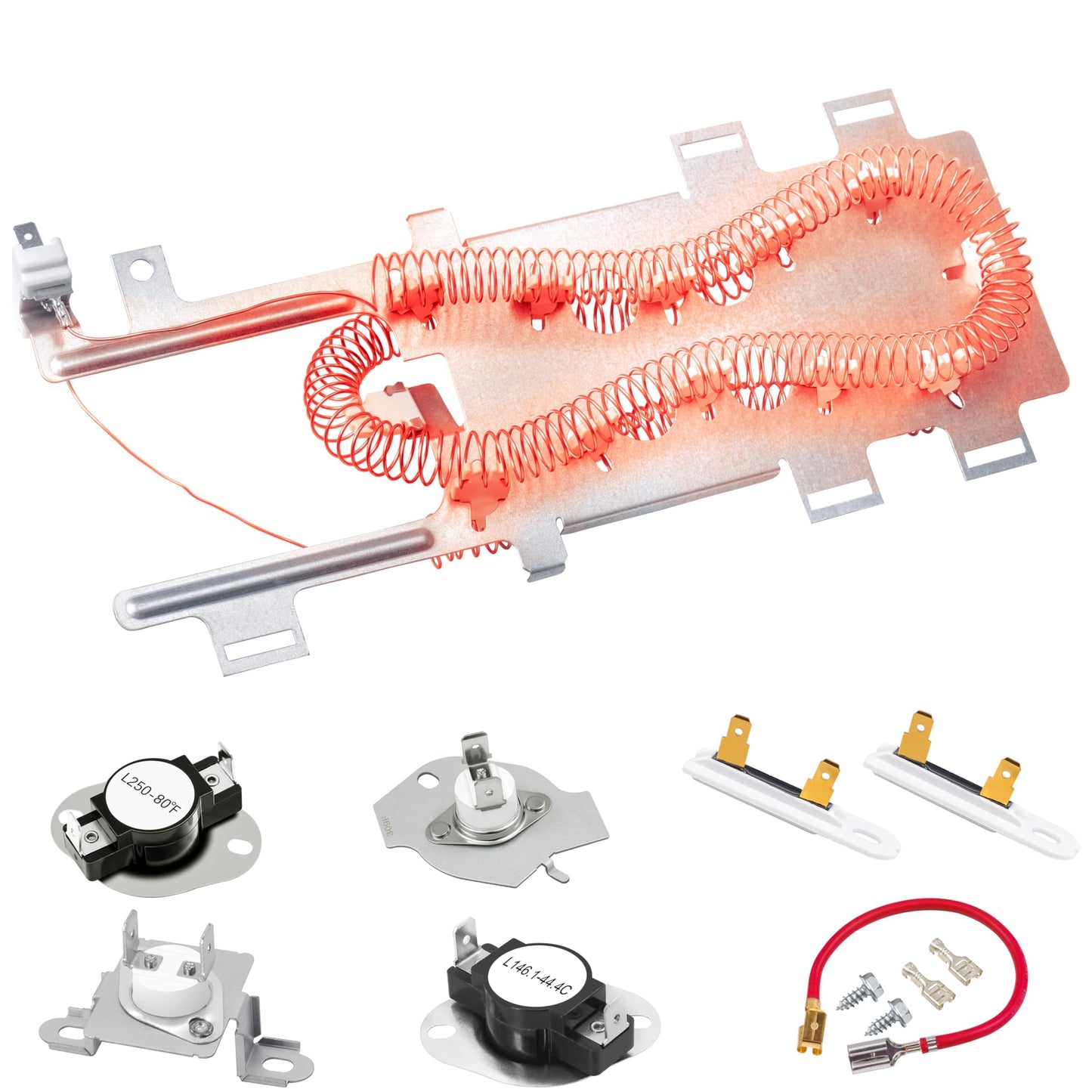Dryer Heating Element Kit fit for May-tag Bravos 400 2000 3000 5000 9000 Series MED3000BW0 MED3500FW0 MED4000BW0 MED4200BG0 MED4200BW0 MED5100DC1 MED5100DW1 MED5500FC0 MED5500FW0 MED6000AG0 MED6000AW0