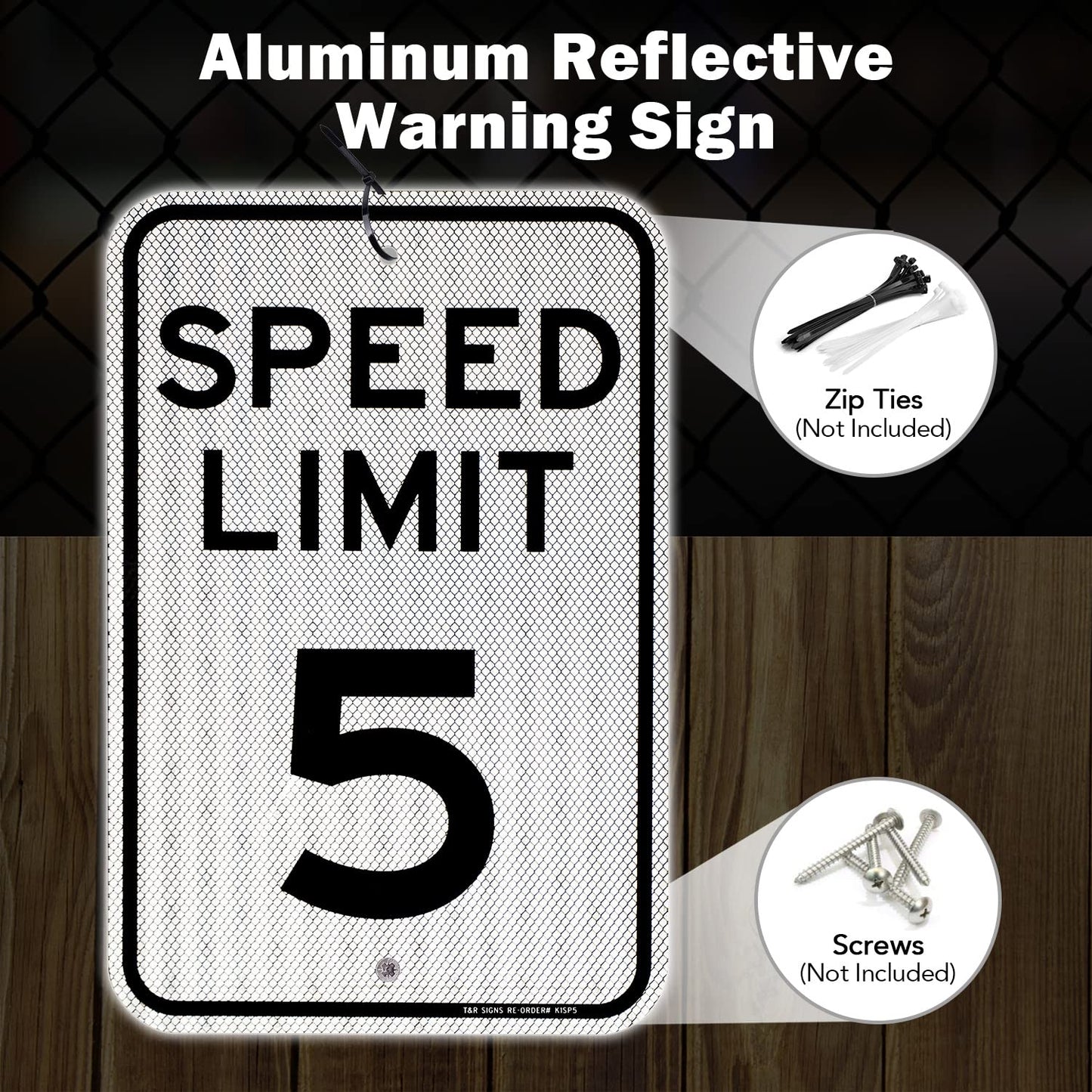 (4 Pack) Speed Limit 5 MPH Sign, Slow Down Sign, Traffic Sign, 18" x 12" Engineer Grade Reflective Sheeting, Rust Free Aluminum, Weather Resistant, Waterproof, Fade Resistant, 2 Pre-drilled Holes