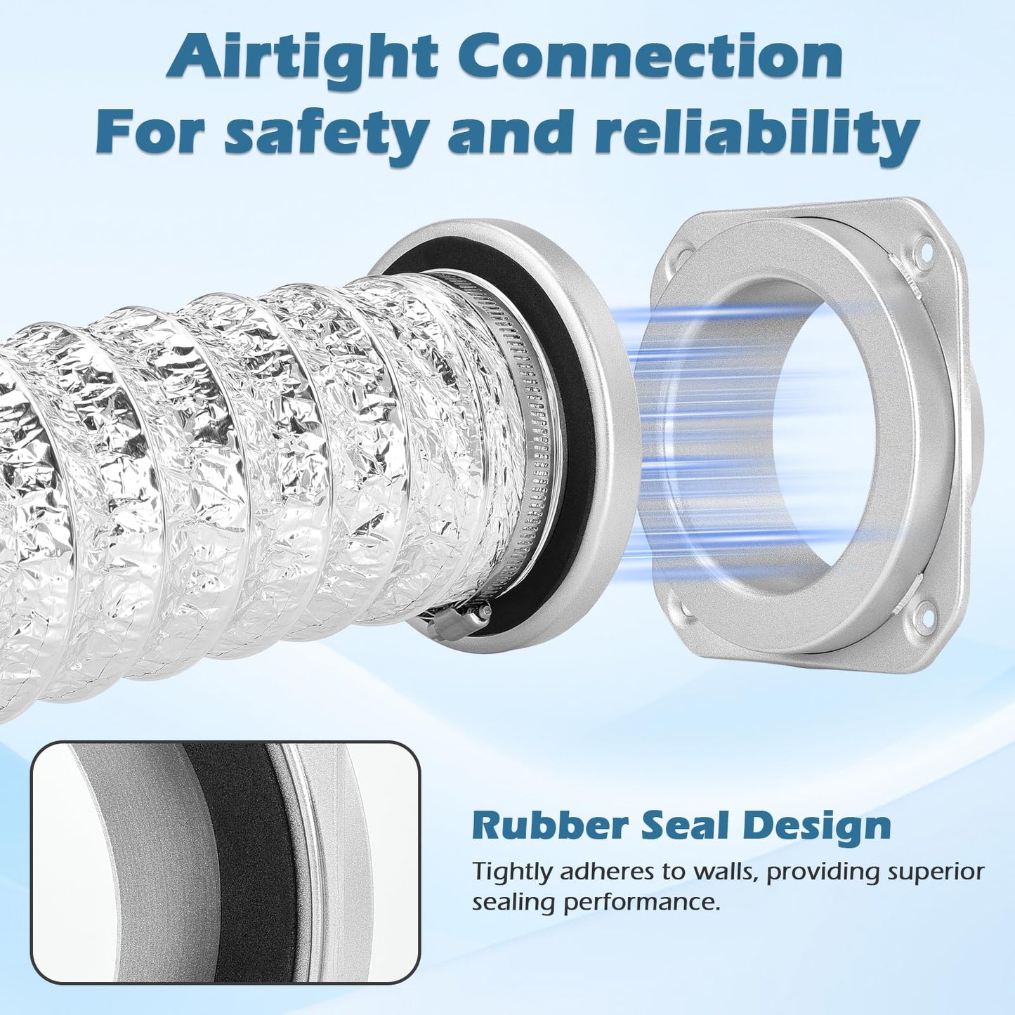 Koalafast Magnetic Dryer Vent Connector Kit, Magnetic Dryer Vent Coupling DV180 Airtight Seal with Dryer Vent Cover Outside, Easy to Clean Quick Connect 4" Dryer Vents Hose with 2 Clamps