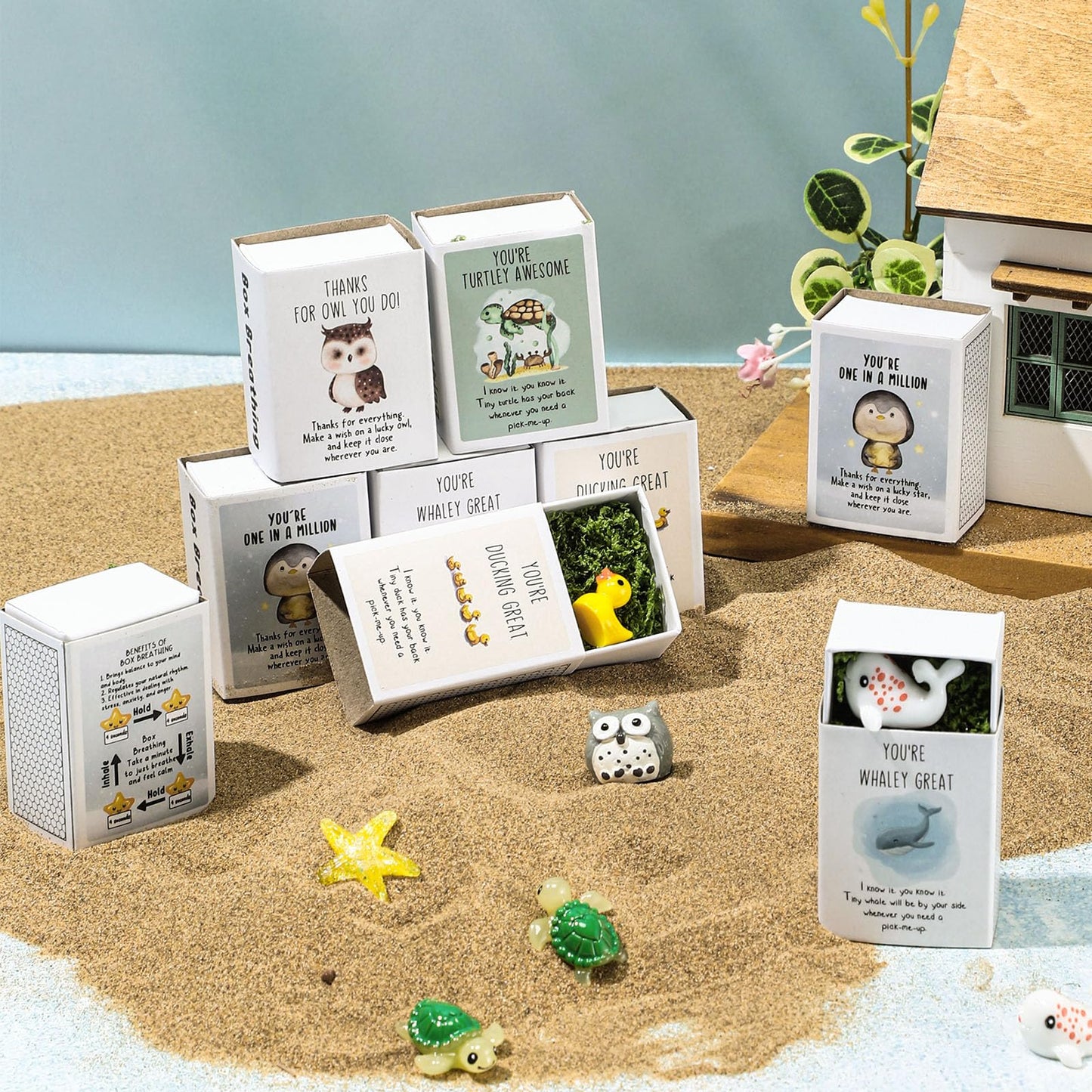 Cinnvoice 100 Set Bulk End of Year Student Gifts from Teacher Graduation Employee Appreciation Gifts Emotional Support Cute Resin Ornaments Positive Desk Pets with Mini Card Box (Duck)