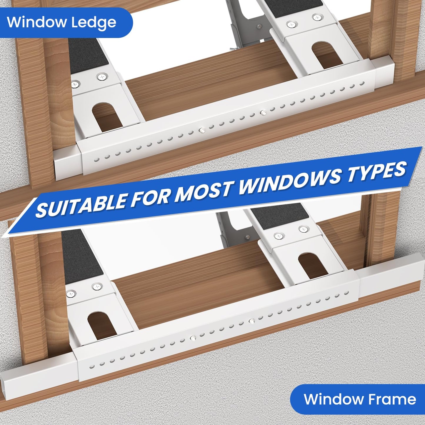 Cestluck No Drill Window AC Support Bracket: Adjustable Air Conditioner Support Bracket, Heavy Duty, Fits Single & Double-Hung Windows, Universal Units for 5000-24000 BTU, Up to 350 lbs