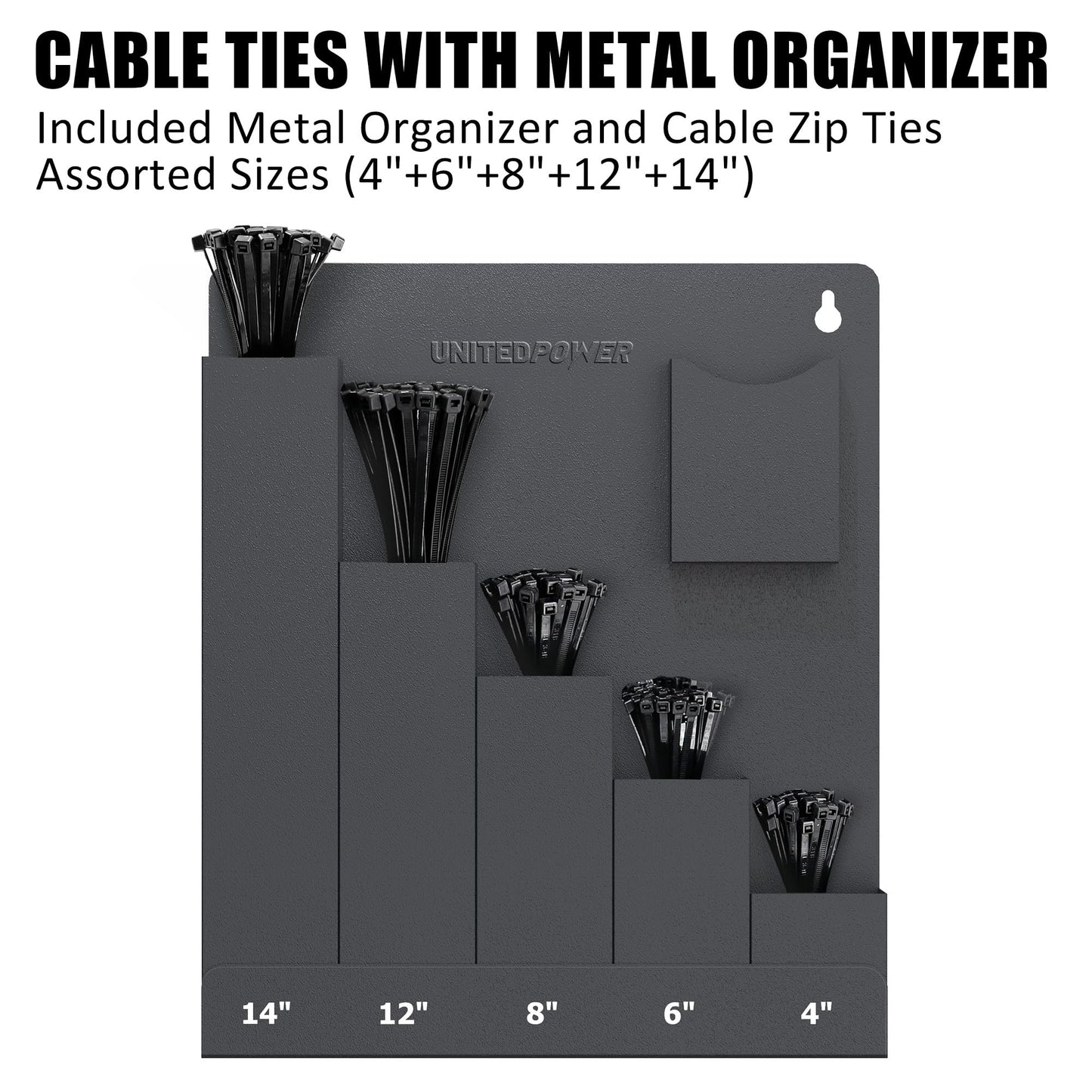UNITEDPOWER Cable Tie Holder, Wall Mount Storage Rack Organizer for Workshop, Shed, Garage, Home, Fit Various Lengths Zip Tie