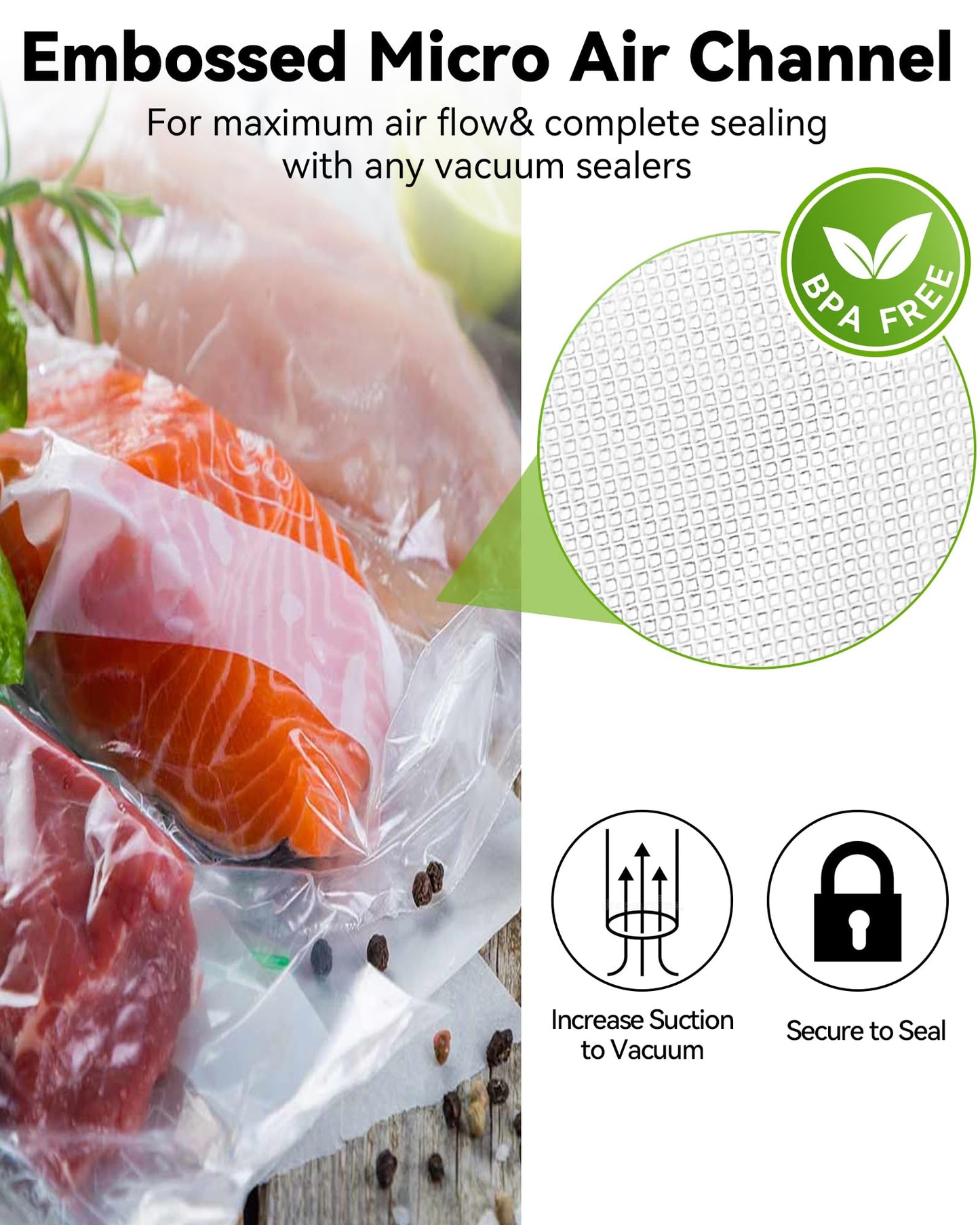 AENTGIU 300-Count Food Vacuum Sealer Bags 8 x 12 inch, Thick BPA-Free Sous Vide Bags Compatible with Most Vac Machines, Food Saver, Seal a Meal, Commercial Grade Quart Precut Meal Prep Storage Bags