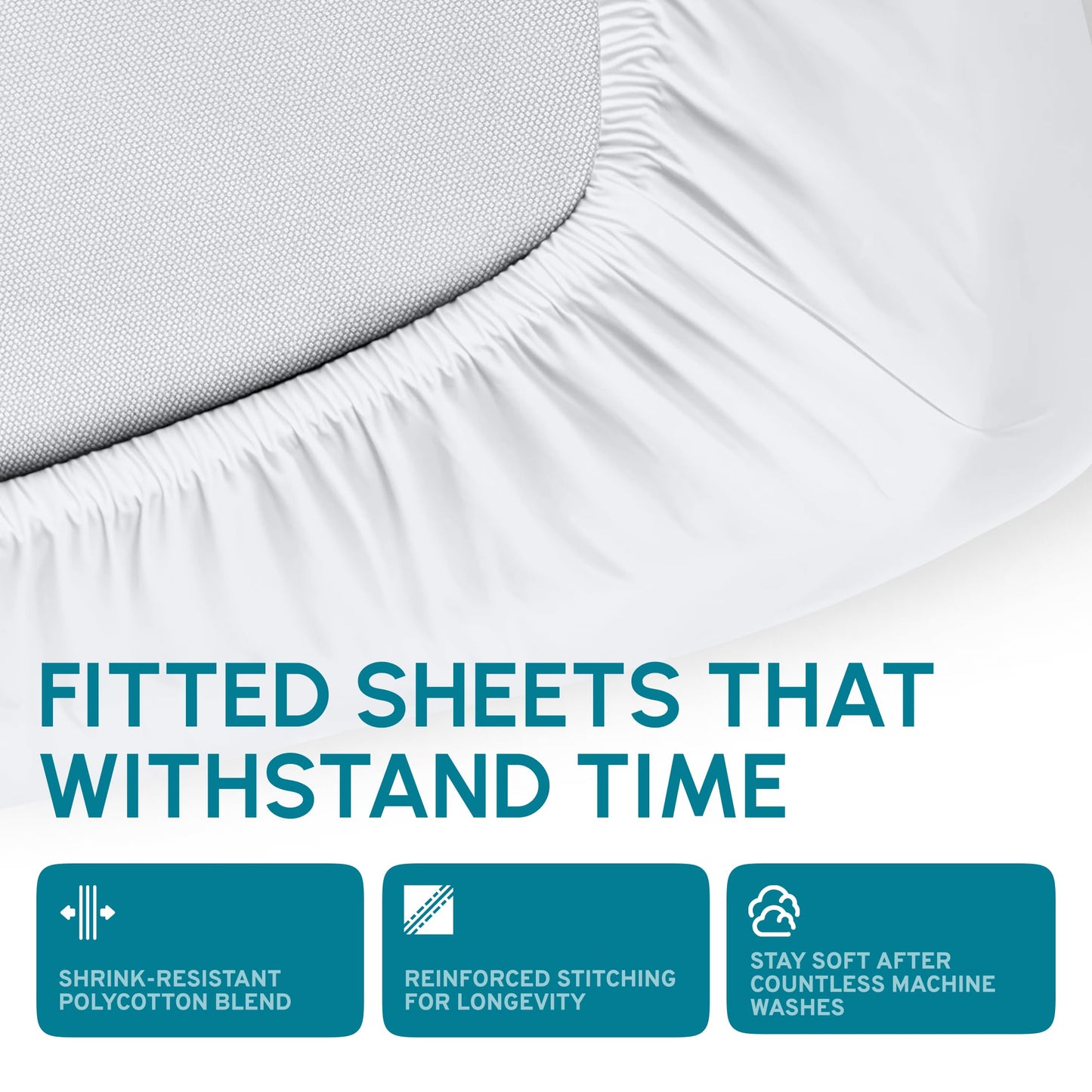 White Classic Fitted Hospital Bed Sheets Set of 3, Cotton Fitted Sheet with 200 Thread Count, Soft Standard Sheets for Hospital Bed Size: 36" x 80" x 9"