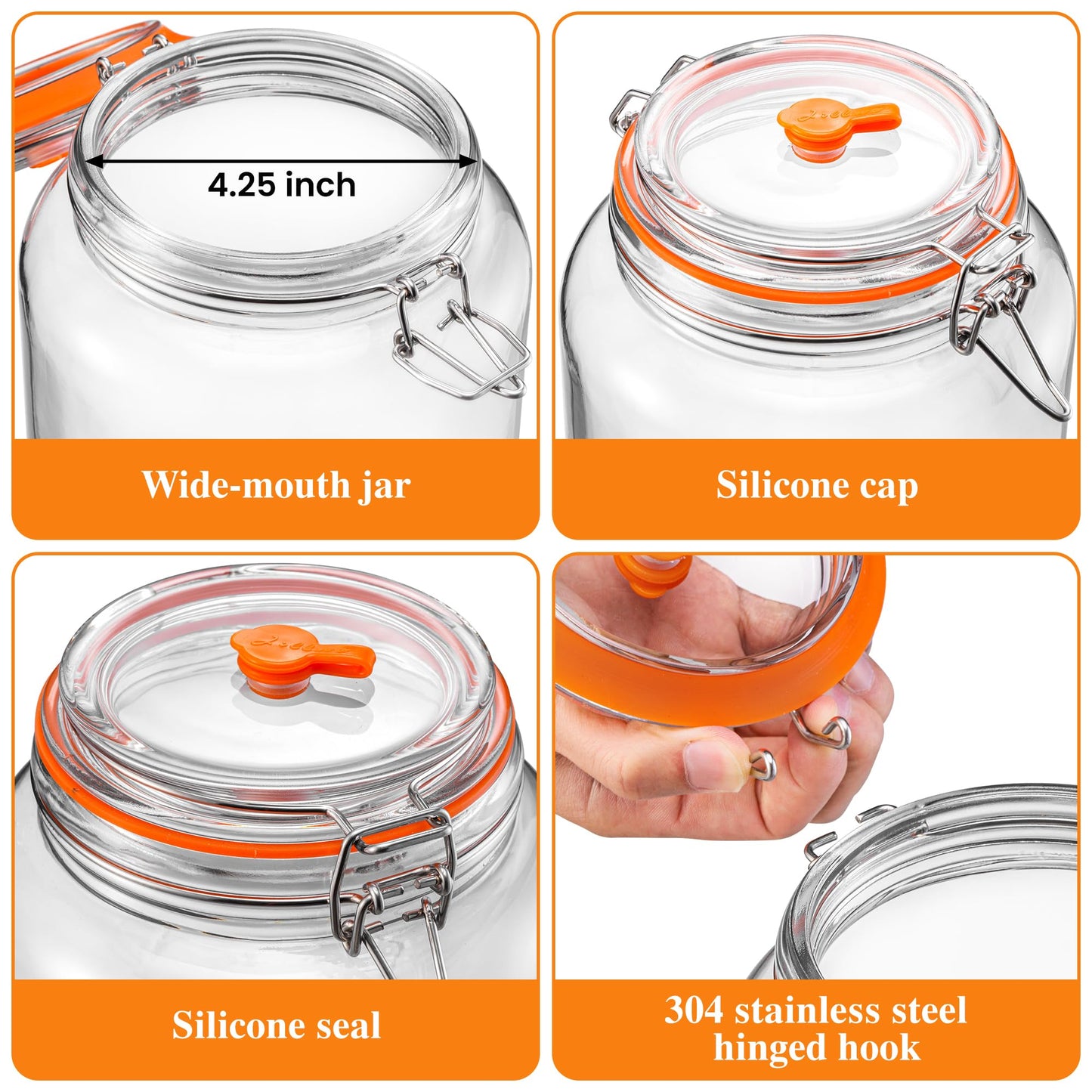 YARWELL 1 Gallon Fermentation Jars with Weights & Airlocks, Fermenting Kit for Sauerkraut, Kimchi, Kombucha and Pickles, 2 Pack
